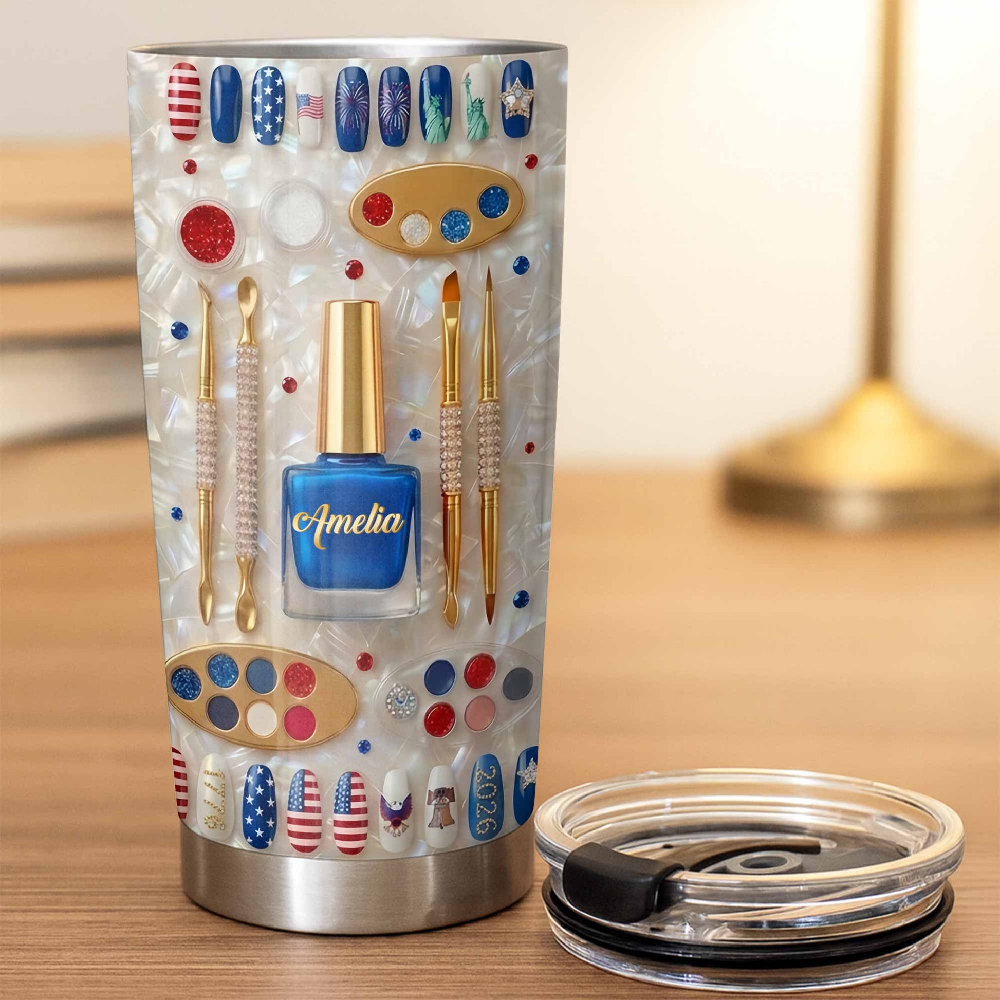 Celebrate Independence Day With Style Nail Polish And USA Flag Art - Personalized Custom Stainless Steel Tumbler 20oz 30oz - INDE217_TB