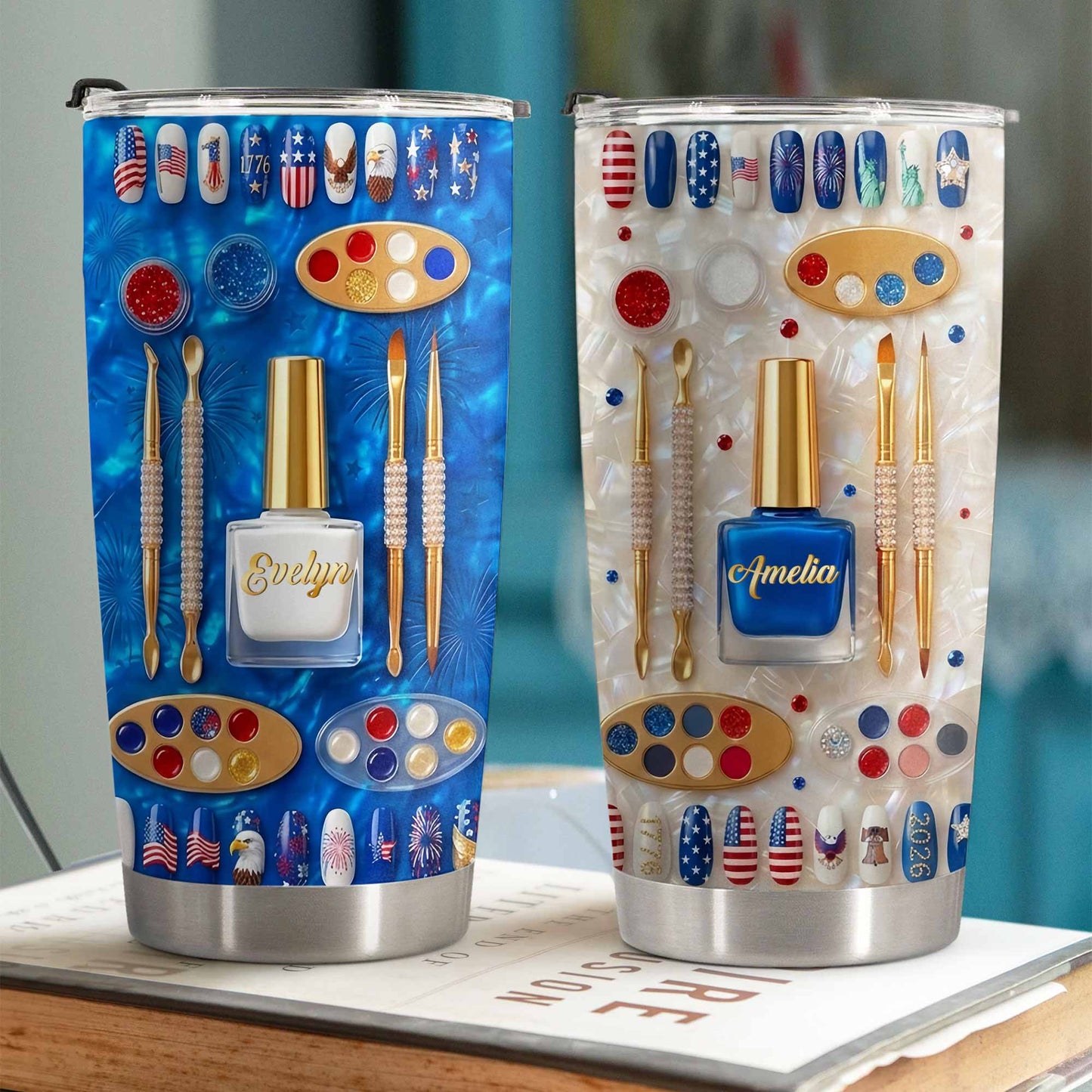Celebrate Independence Day With Style Nail Polish And USA Flag Art - Personalized Custom Stainless Steel Tumbler 20oz 30oz - INDE217_TB