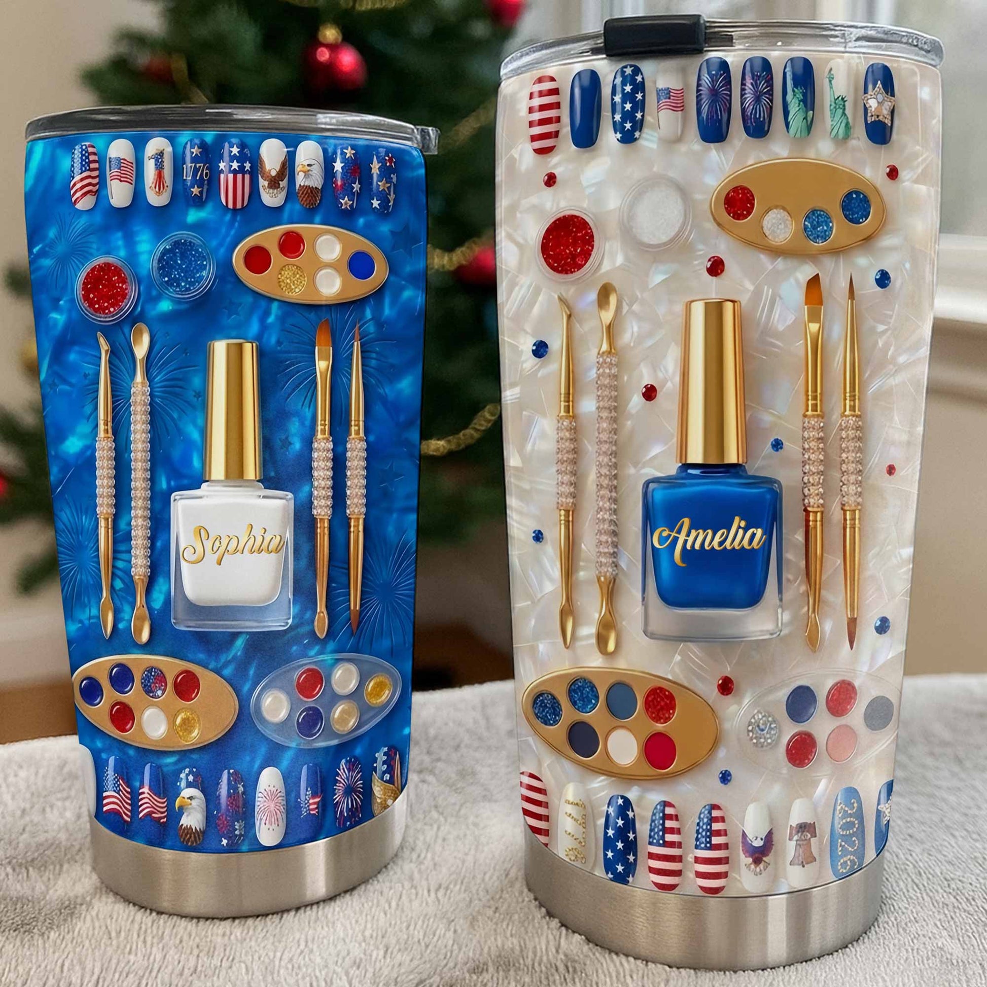 Celebrate Independence Day With Style Nail Polish And USA Flag Art - Personalized Custom Stainless Steel Tumbler 20oz 30oz - INDE217_TB