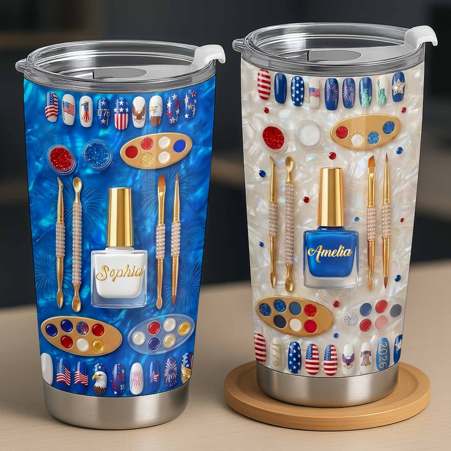 Celebrate Independence Day With Style Nail Polish And USA Flag Art - Personalized Custom Stainless Steel Tumbler 20oz 30oz - INDE217_TB