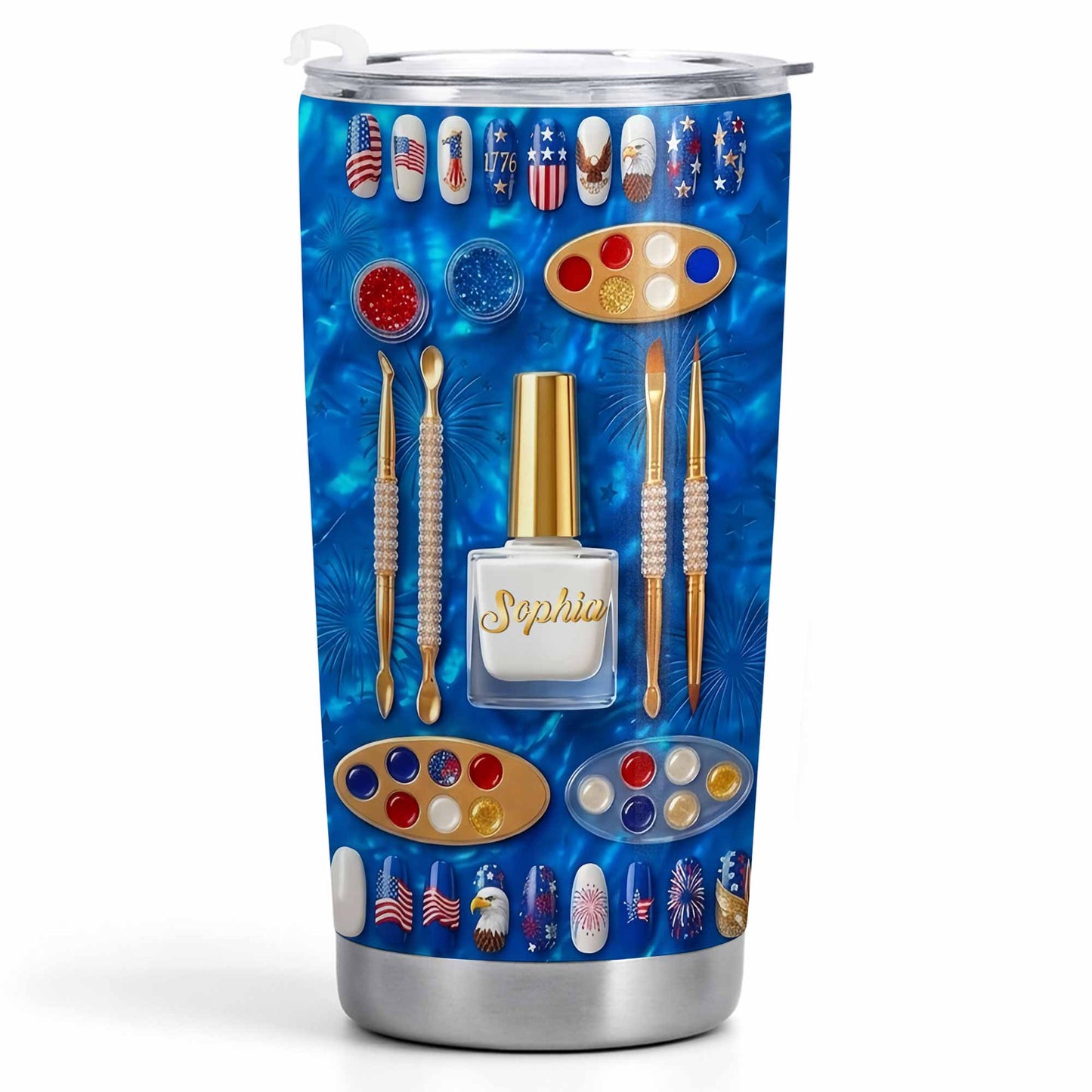 Celebrate Independence Day With Style Nail Polish And USA Flag Art - Personalized Custom Stainless Steel Tumbler 20oz 30oz - INDE217_TB