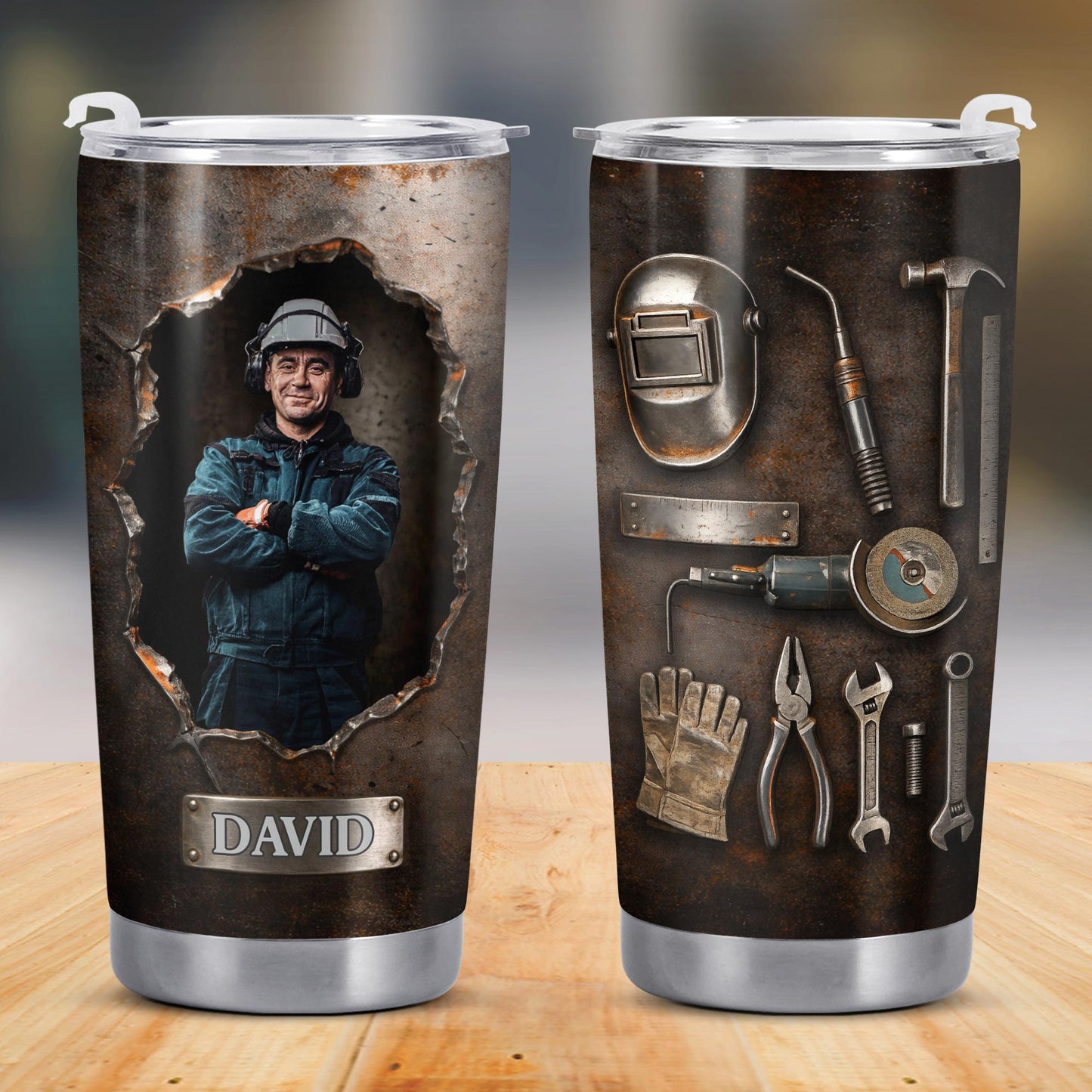 Hardworking Man With A Passion For Excellence Tools And Metal Texture - Personalized Custom Stainless Steel Tumbler 20oz 30oz - JBS141_TB