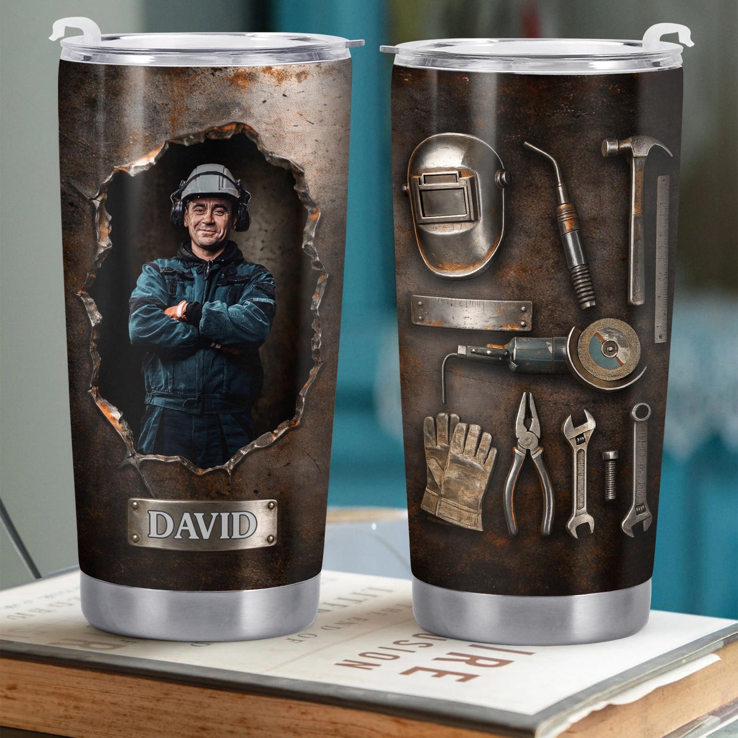 Hardworking Man With A Passion For Excellence Tools And Metal Texture - Personalized Custom Stainless Steel Tumbler 20oz 30oz - JBS141_TB