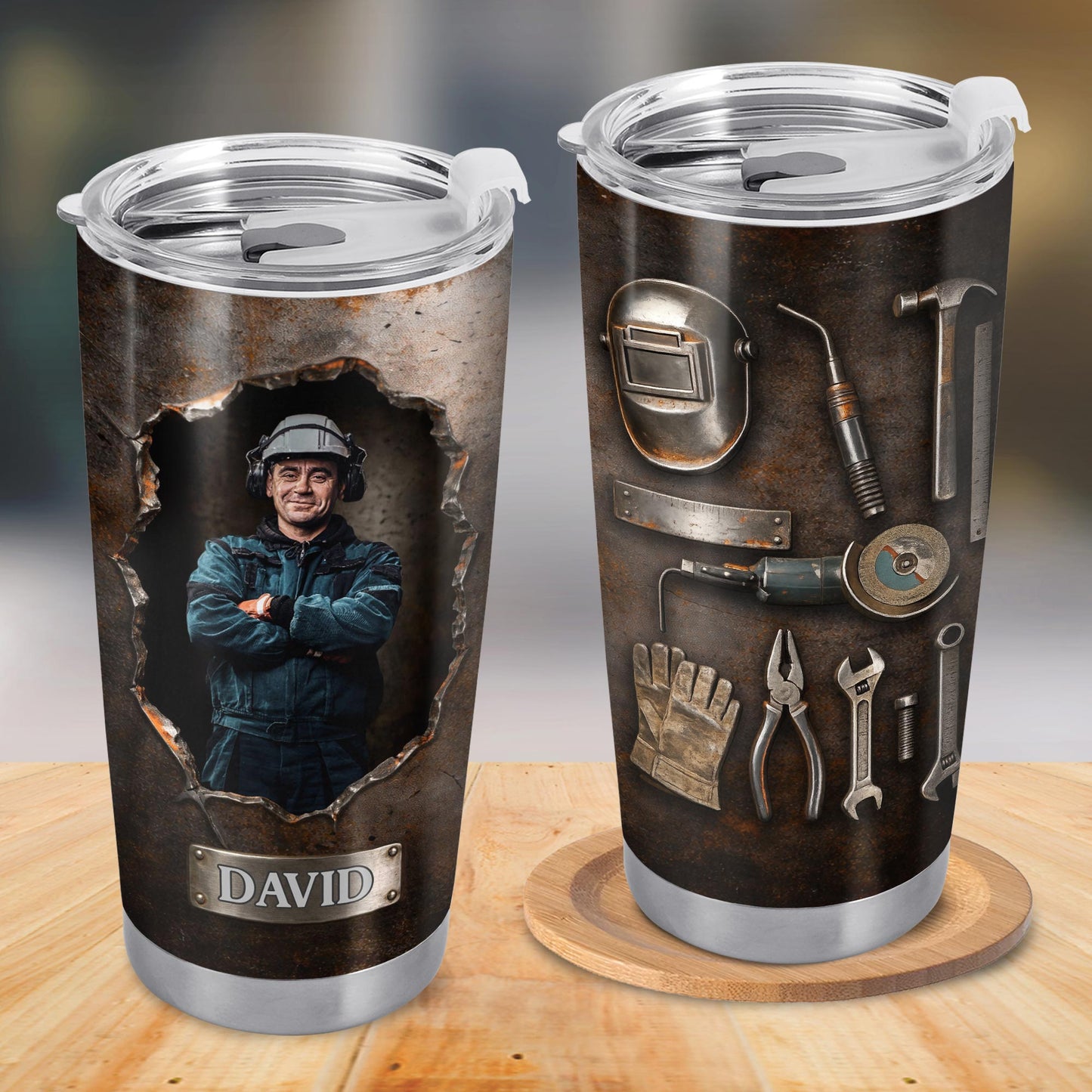 Hardworking Man With A Passion For Excellence Tools And Metal Texture - Personalized Custom Stainless Steel Tumbler 20oz 30oz - JBS141_TB