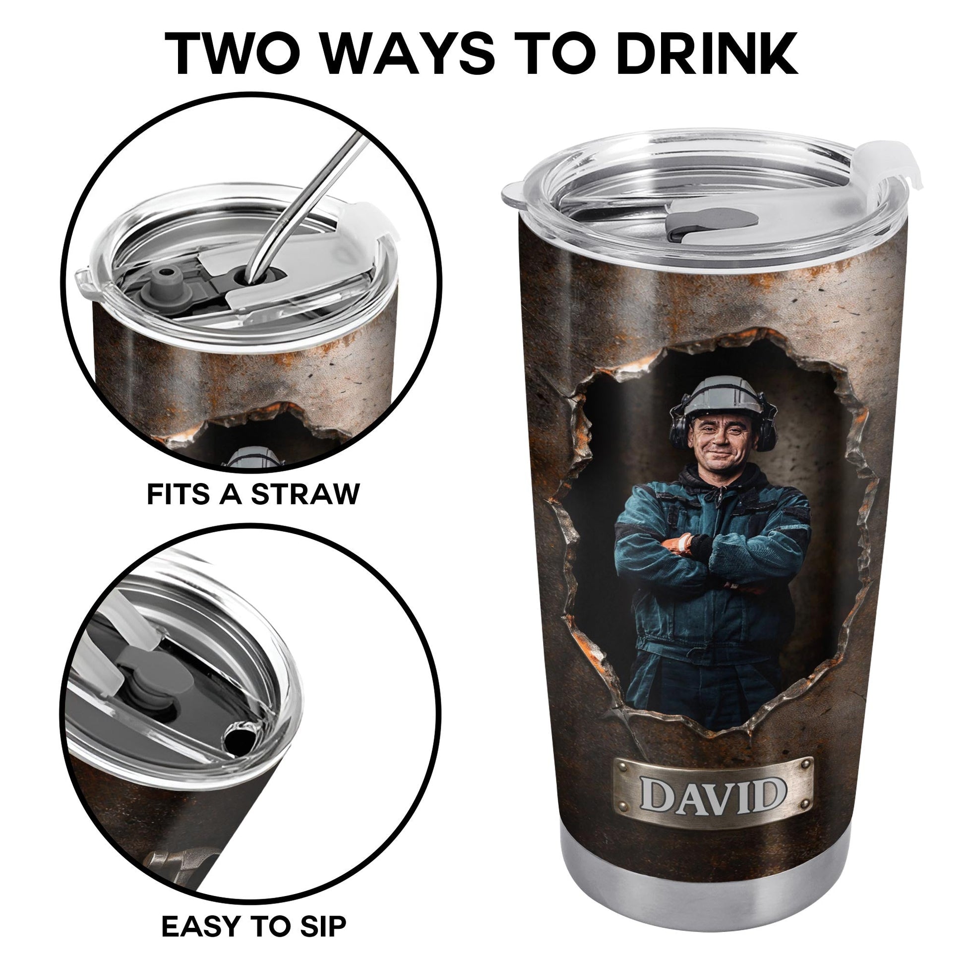 Hardworking Man With A Passion For Excellence Tools And Metal Texture - Personalized Custom Stainless Steel Tumbler 20oz 30oz - JBS141_TB