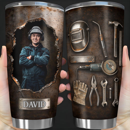 Hardworking Man With A Passion For Excellence Tools And Metal Texture - Personalized Custom Stainless Steel Tumbler 20oz 30oz - JBS141_TB