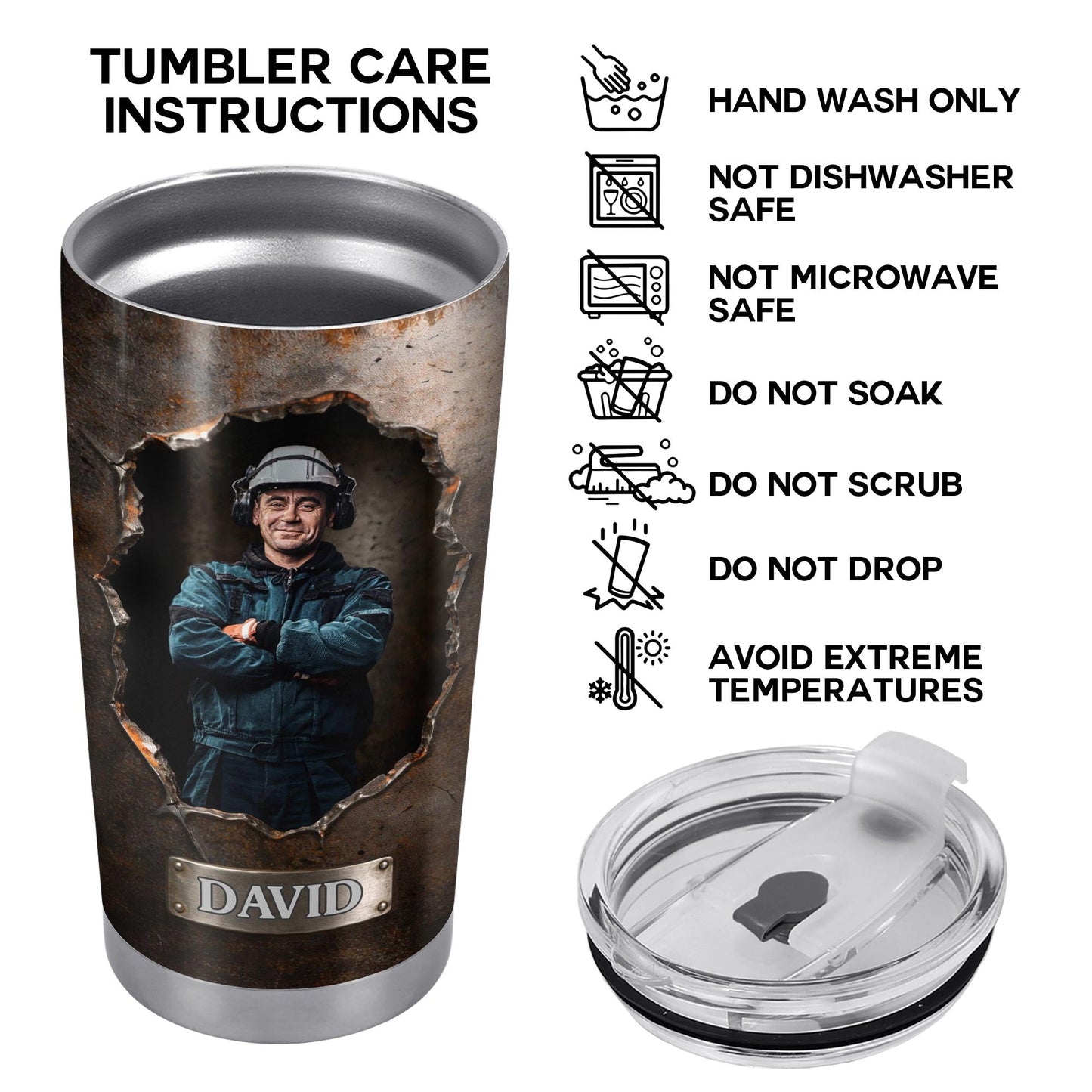 Hardworking Man With A Passion For Excellence Tools And Metal Texture - Personalized Custom Stainless Steel Tumbler 20oz 30oz - JBS141_TB
