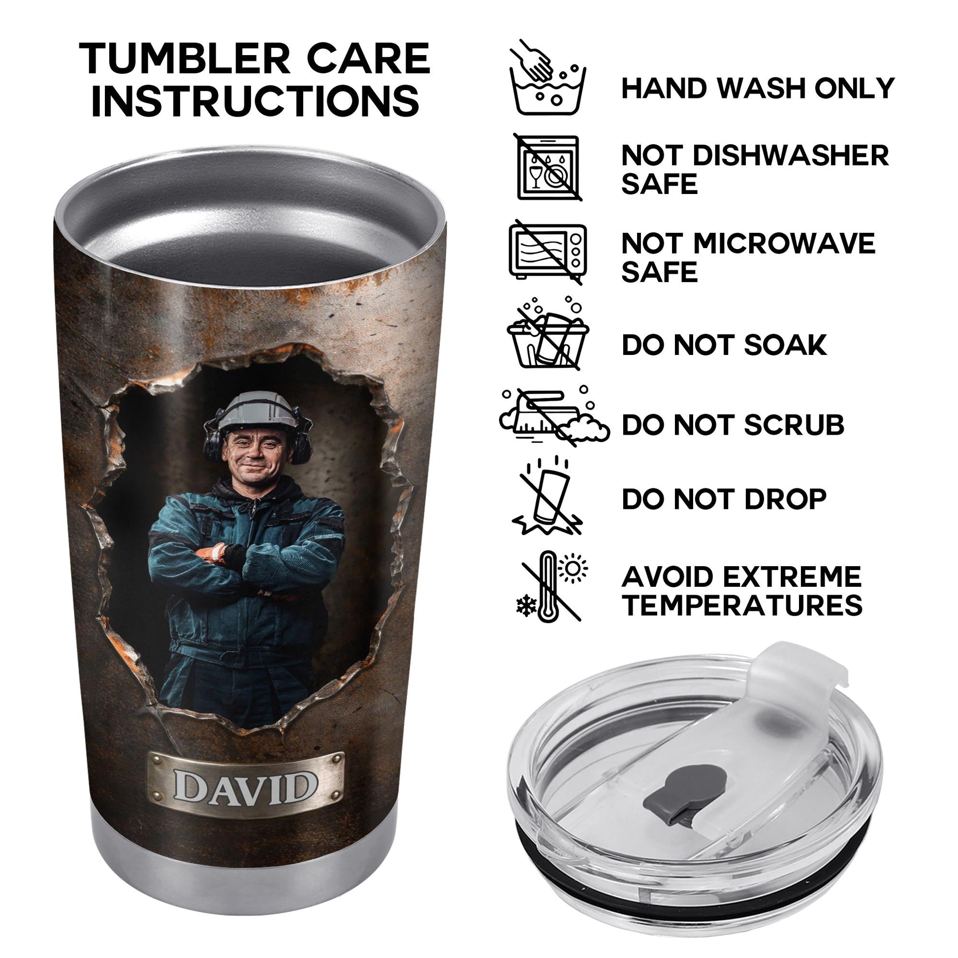Hardworking Man With A Passion For Excellence Tools And Metal Texture - Personalized Custom Stainless Steel Tumbler 20oz 30oz - JBS141_TB