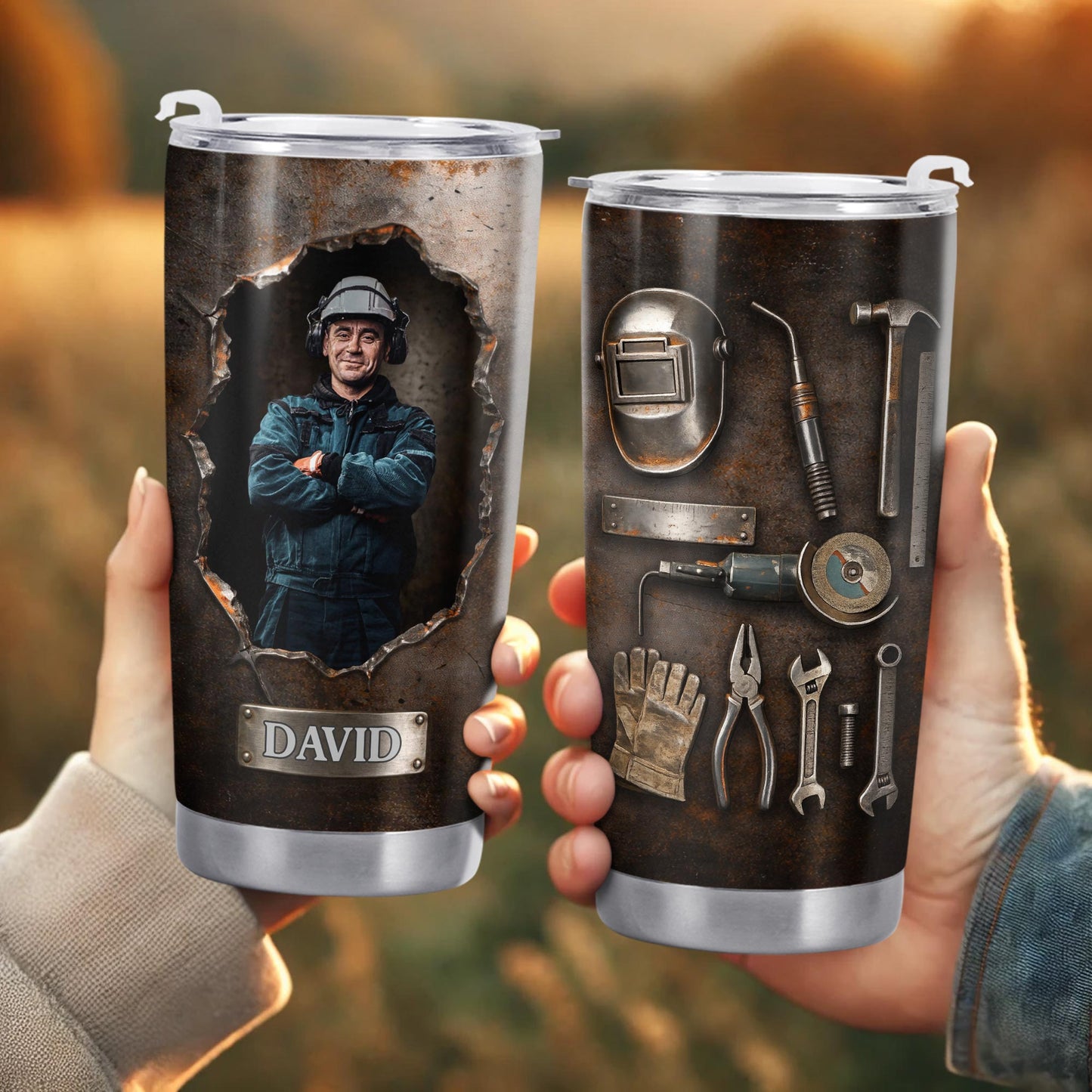 Hardworking Man With A Passion For Excellence Tools And Metal Texture - Personalized Custom Stainless Steel Tumbler 20oz 30oz - JBS141_TB