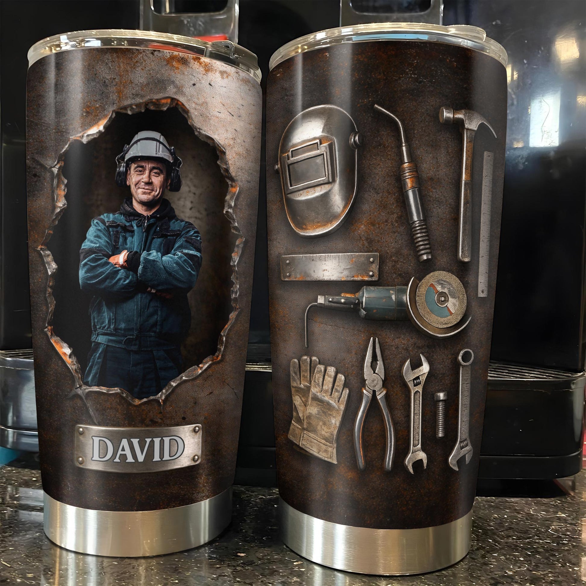 Hardworking Man With A Passion For Excellence Tools And Metal Texture - Personalized Custom Stainless Steel Tumbler 20oz 30oz - JBS141_TB