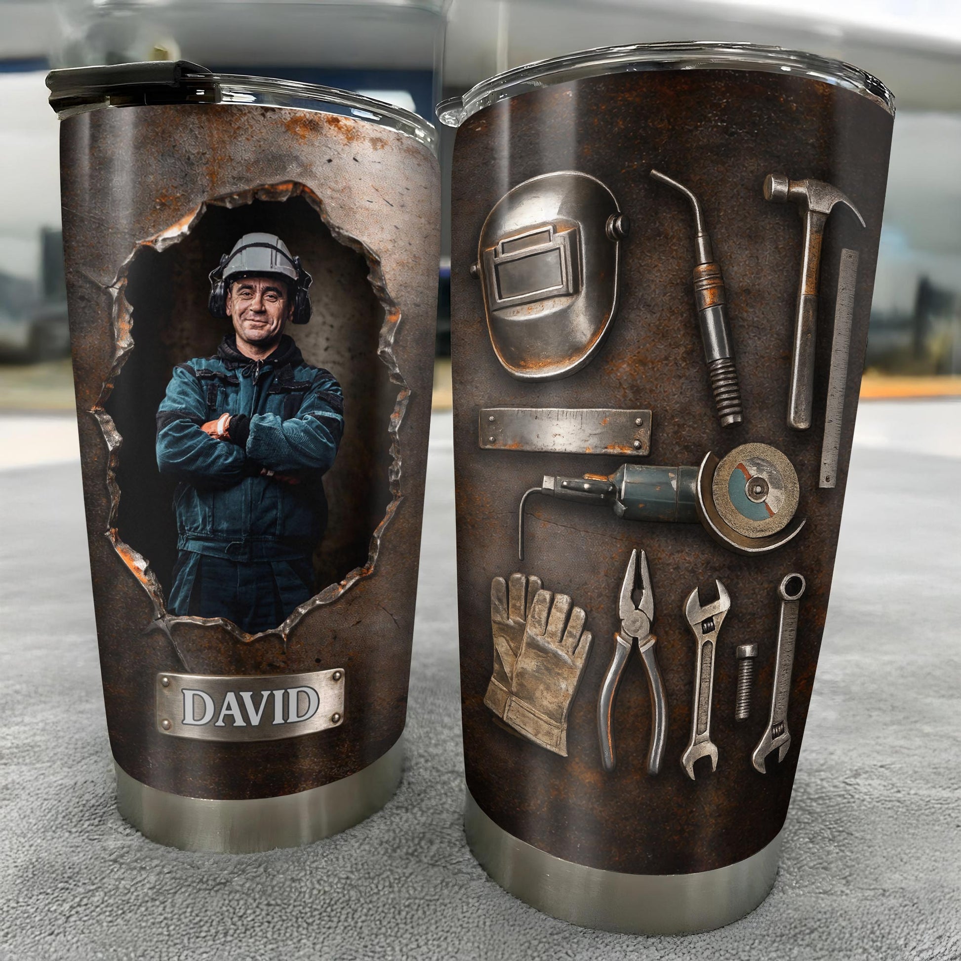 Hardworking Man With A Passion For Excellence Tools And Metal Texture - Personalized Custom Stainless Steel Tumbler 20oz 30oz - JBS141_TB
