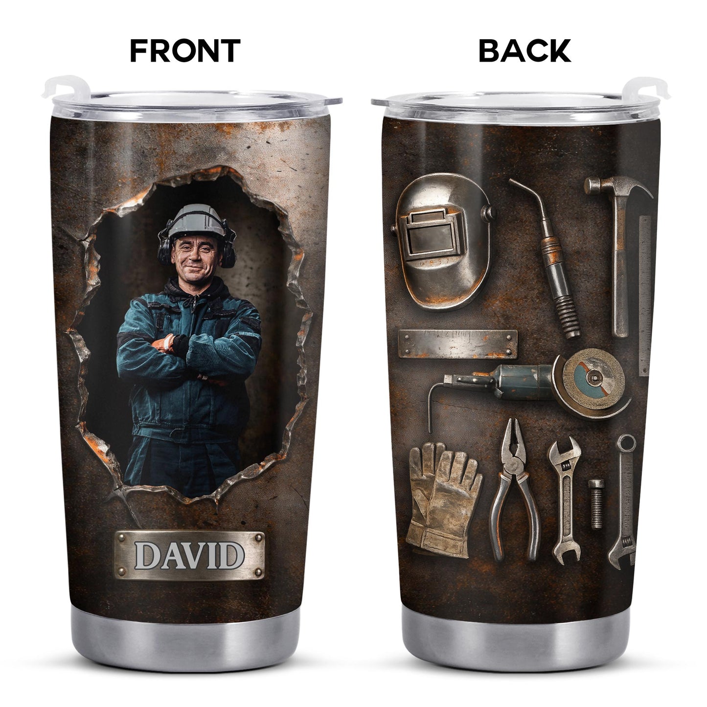 Hardworking Man With A Passion For Excellence Tools And Metal Texture - Personalized Custom Stainless Steel Tumbler 20oz 30oz - JBS141_TB