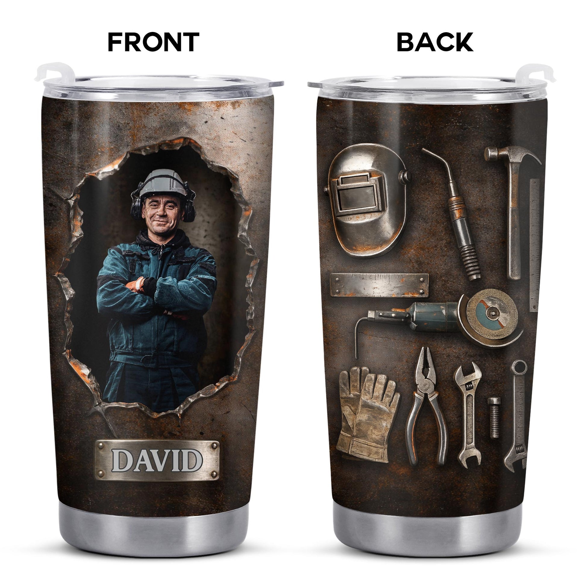 Hardworking Man With A Passion For Excellence Tools And Metal Texture - Personalized Custom Stainless Steel Tumbler 20oz 30oz - JBS141_TB