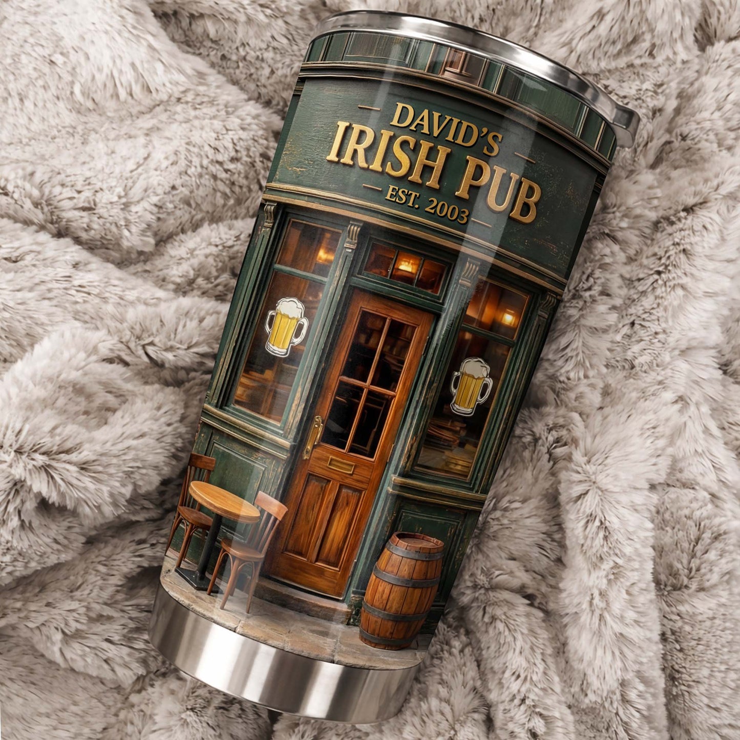Irish Pub Est Beer Mug Design Bar Storefront - Personalized Custom Stainless Steel Tumbler 20oz 30oz - JBS150_TB