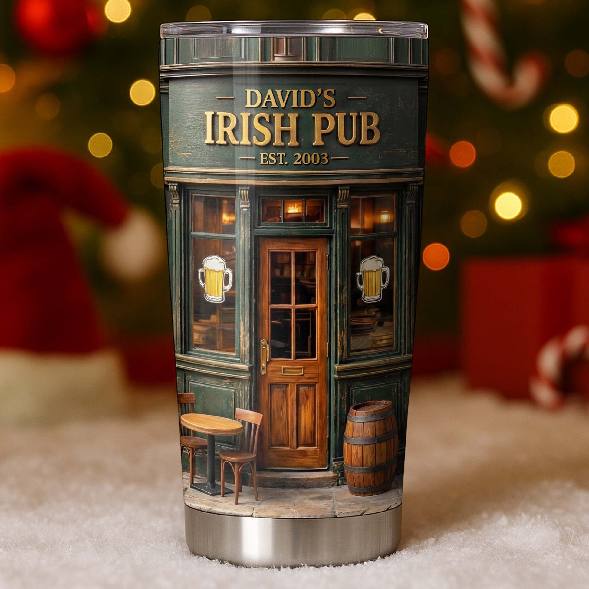Irish Pub Est Beer Mug Design Bar Storefront - Personalized Custom Stainless Steel Tumbler 20oz 30oz - JBS150_TB