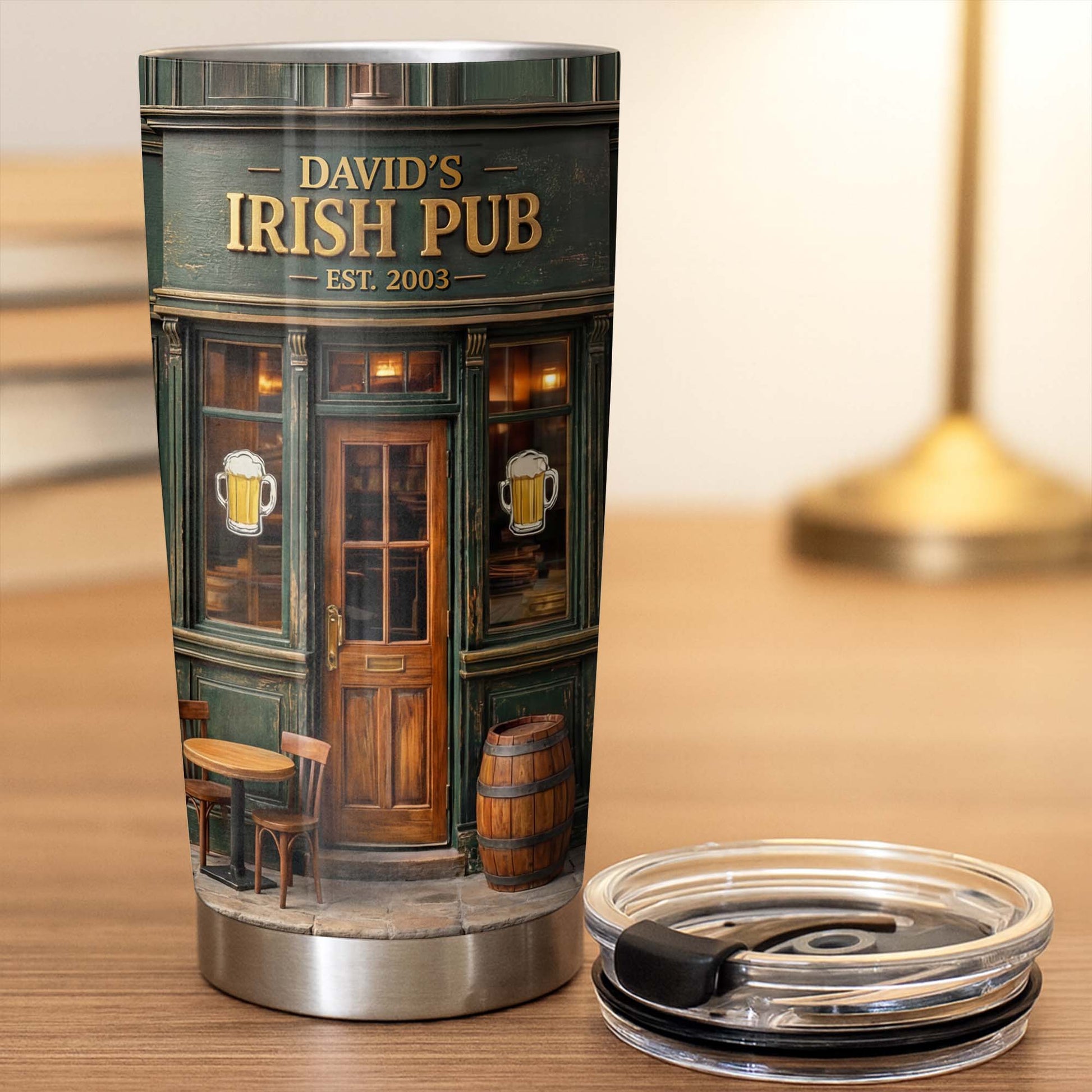 Irish Pub Est Beer Mug Design Bar Storefront - Personalized Custom Stainless Steel Tumbler 20oz 30oz - JBS150_TB