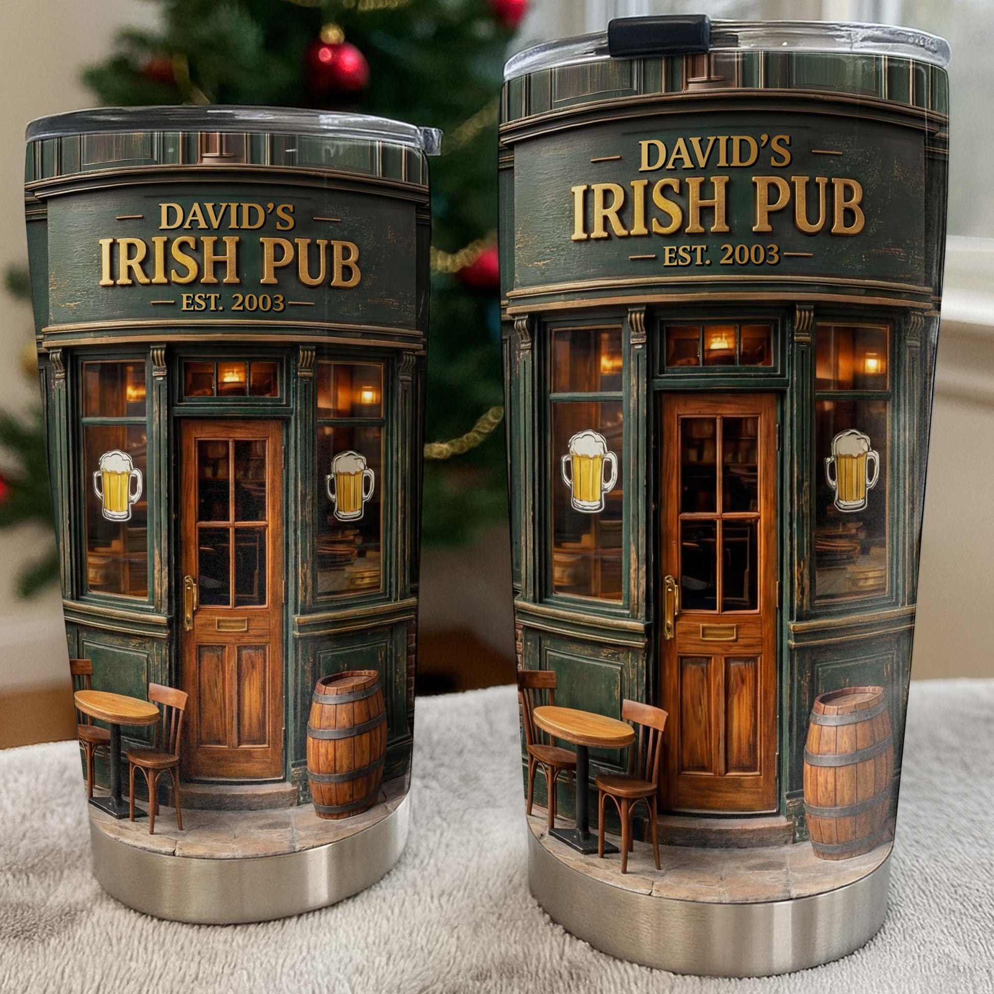 Irish Pub Est Beer Mug Design Bar Storefront - Personalized Custom Stainless Steel Tumbler 20oz 30oz - JBS150_TB