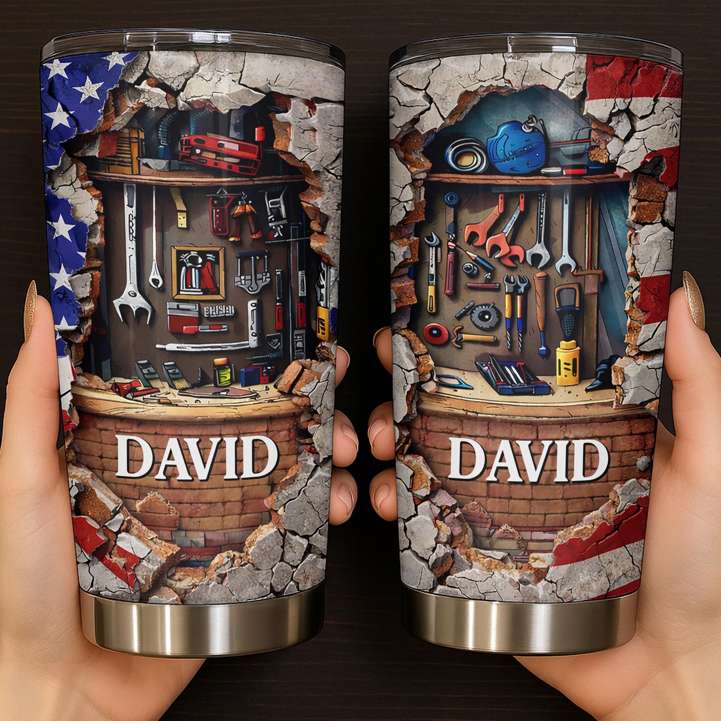 Hardworking Mechanic Spirit Tools And American Flag Design - Personalized Custom Stainless Steel Tumbler 20oz 30oz - JBS157_TB