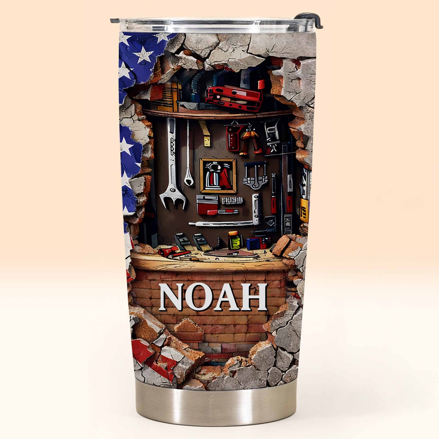 Hardworking Mechanic Spirit Tools And American Flag Design - Personalized Custom Stainless Steel Tumbler 20oz 30oz - JBS157_TB