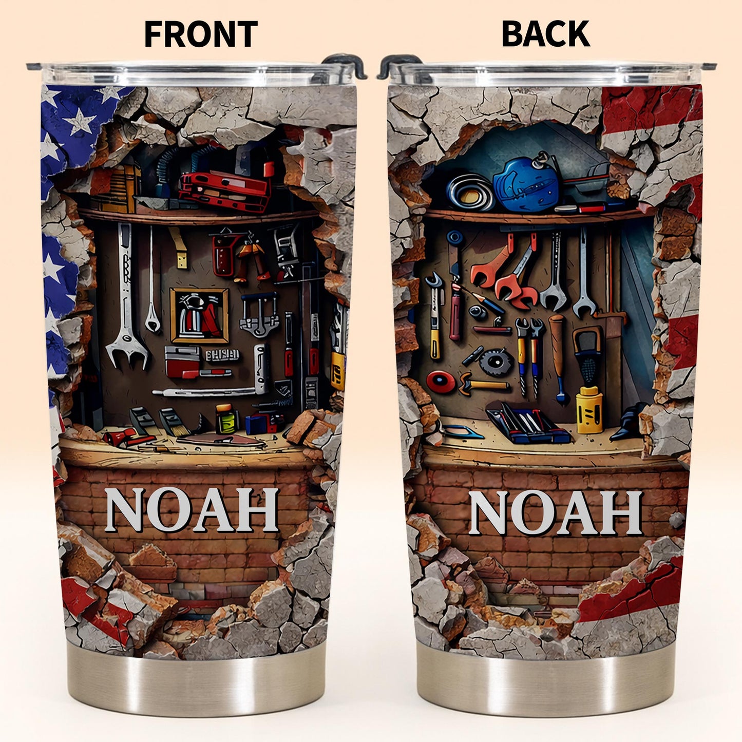 Hardworking Mechanic Spirit Tools And American Flag Design - Personalized Custom Stainless Steel Tumbler 20oz 30oz - JBS157_TB