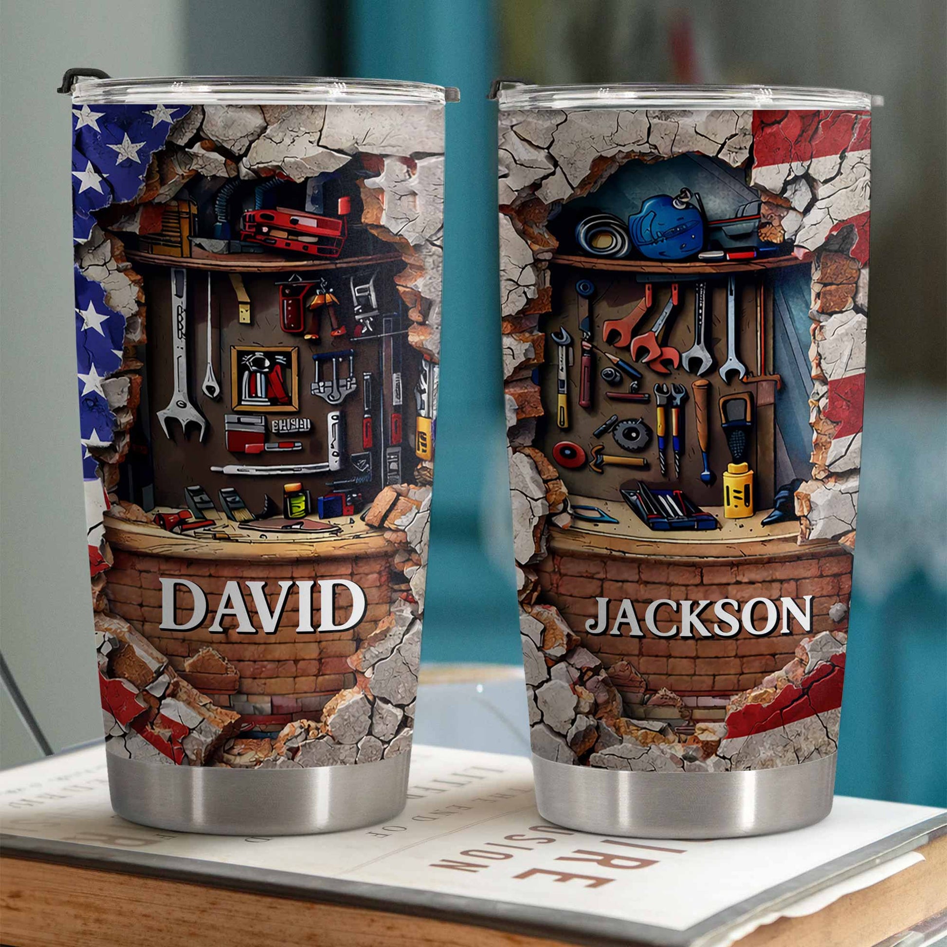 Hardworking Mechanic Spirit Tools And American Flag Design - Personalized Custom Stainless Steel Tumbler 20oz 30oz - JBS157_TB