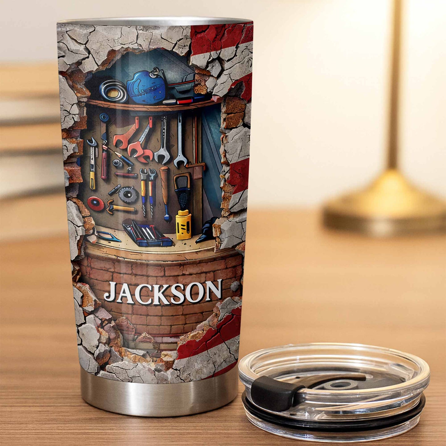 Hardworking Mechanic Spirit Tools And American Flag Design - Personalized Custom Stainless Steel Tumbler 20oz 30oz - JBS157_TB