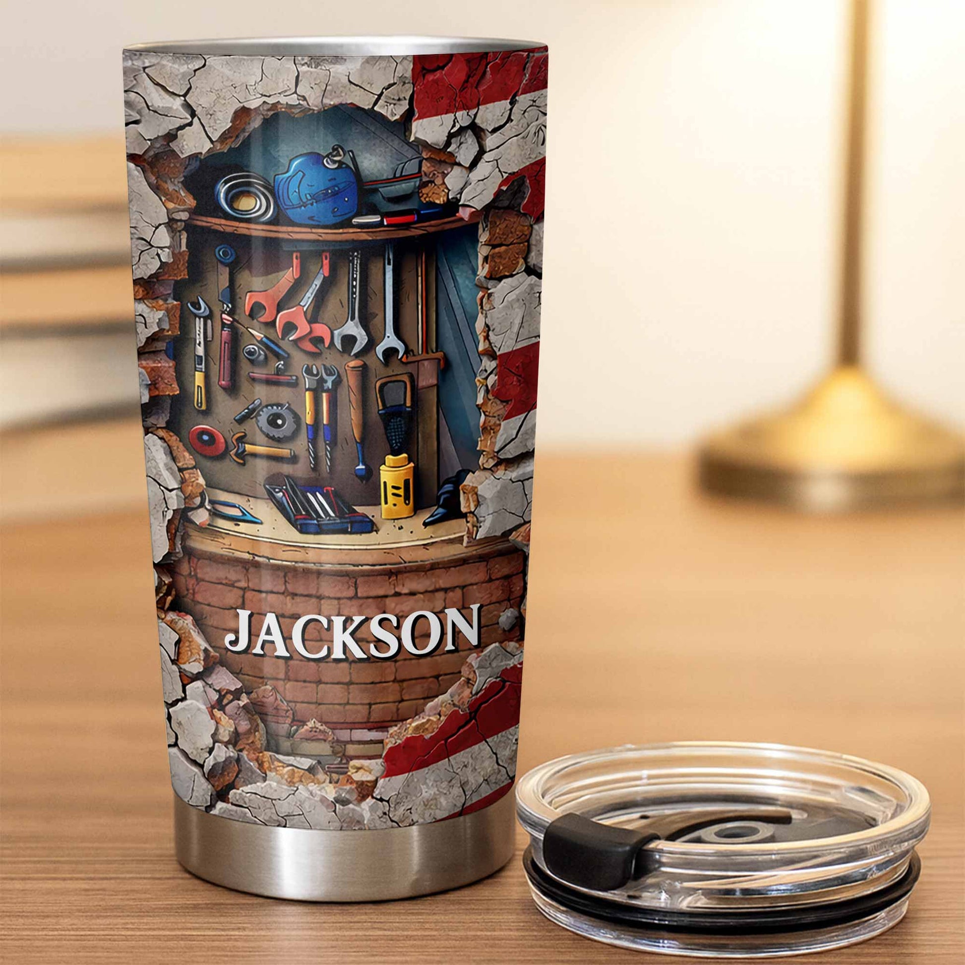 Hardworking Mechanic Spirit Tools And American Flag Design - Personalized Custom Stainless Steel Tumbler 20oz 30oz - JBS157_TB