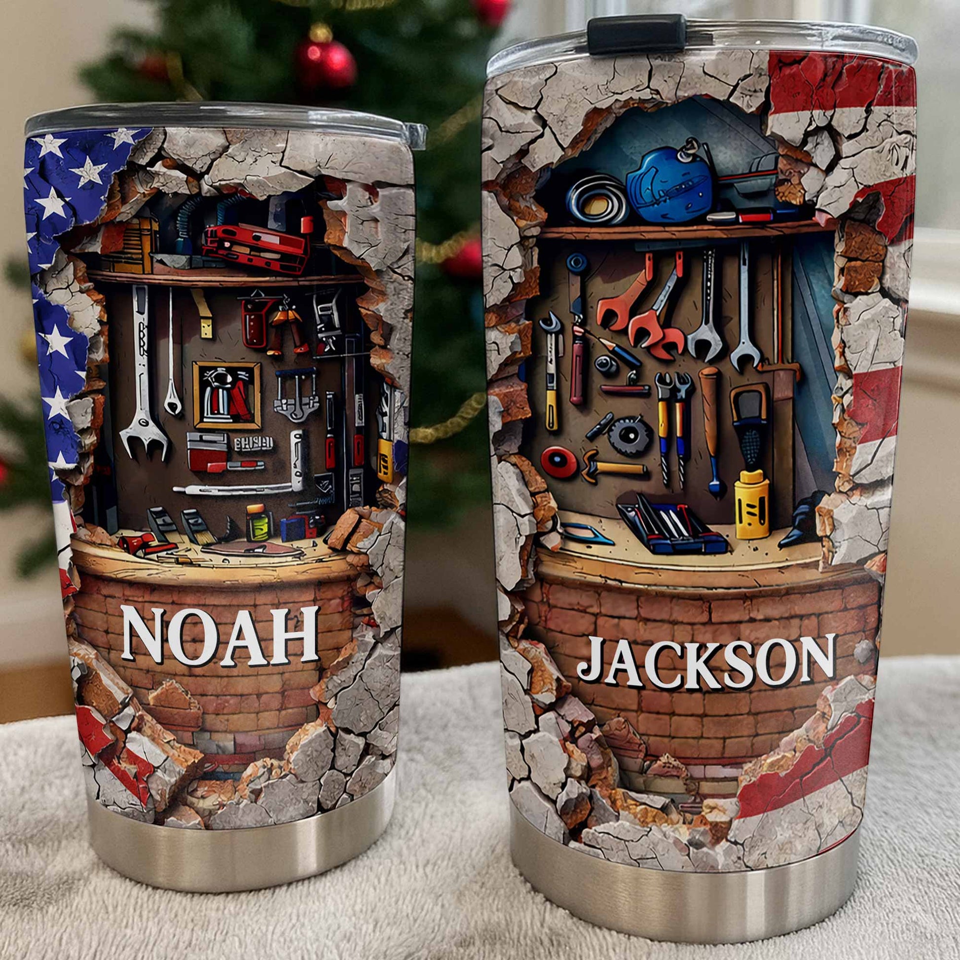 Hardworking Mechanic Spirit Tools And American Flag Design - Personalized Custom Stainless Steel Tumbler 20oz 30oz - JBS157_TB