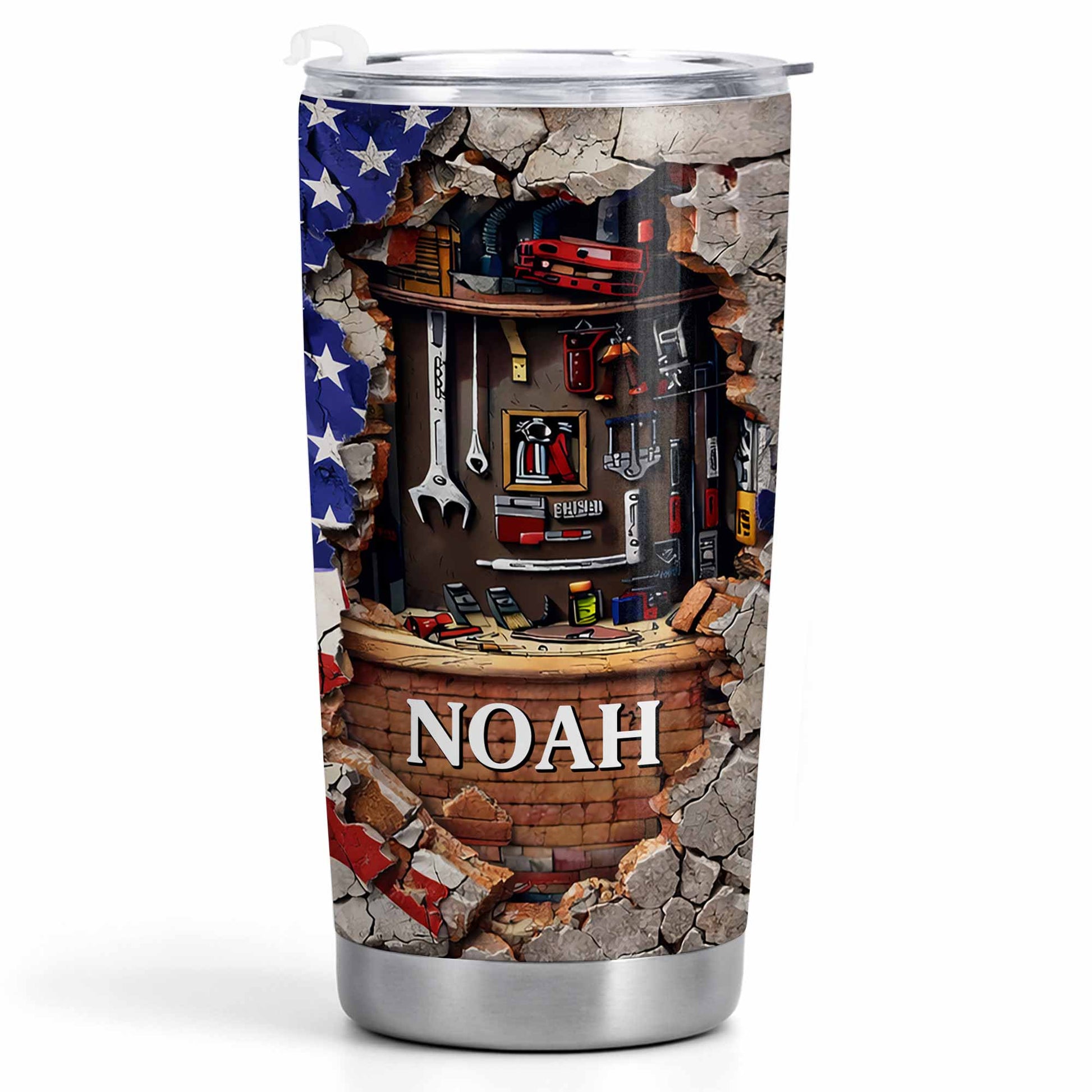 Hardworking Mechanic Spirit Tools And American Flag Design - Personalized Custom Stainless Steel Tumbler 20oz 30oz - JBS157_TB