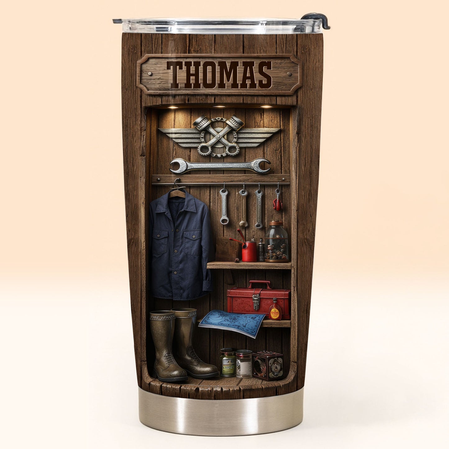 Hardworking Hands Deserve A Break With Mechanic Tools And Wood Locker - Personalized Custom Stainless Steel Tumbler 20oz 30oz - JBS173_TB