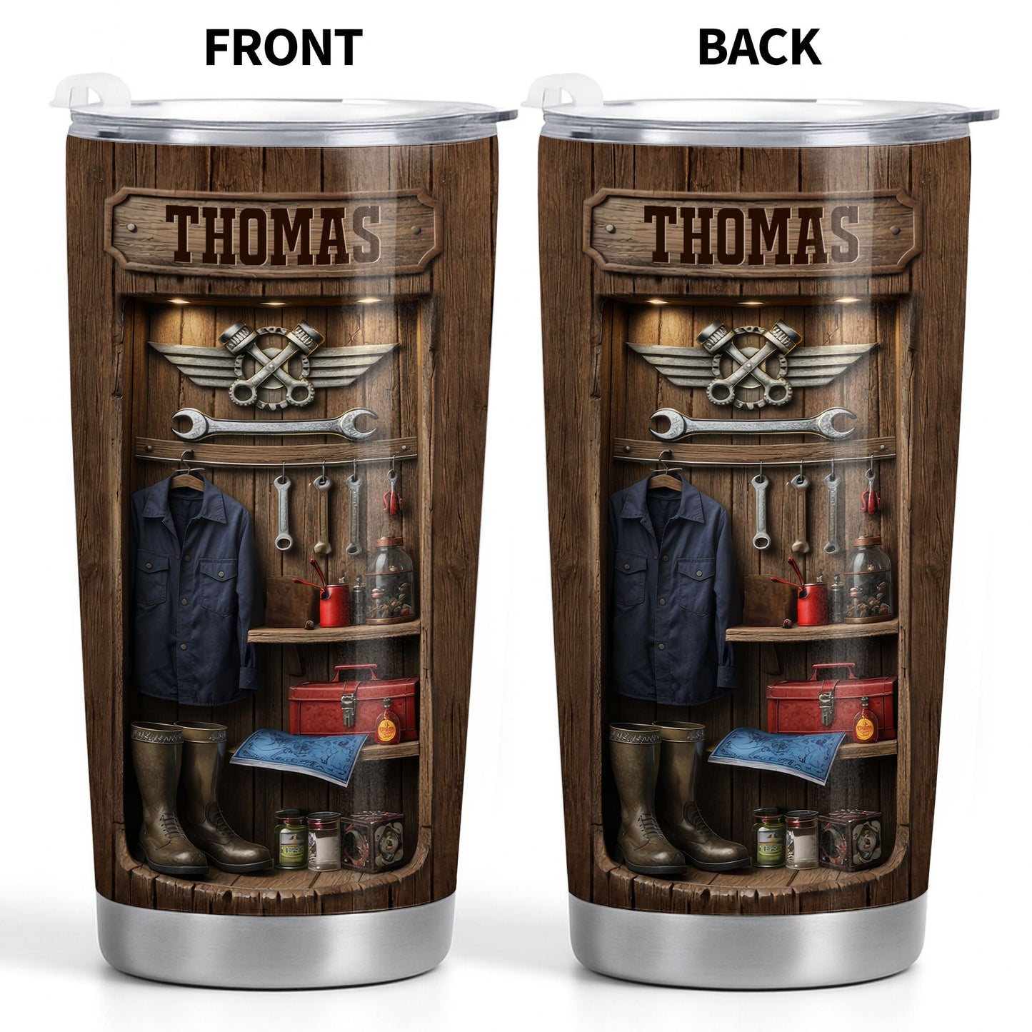 Hardworking Hands Deserve A Break With Mechanic Tools And Wood Locker - Personalized Custom Stainless Steel Tumbler 20oz 30oz - JBS173_TB