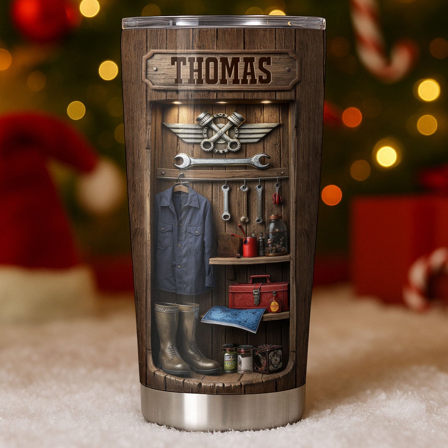 Hardworking Hands Deserve A Break With Mechanic Tools And Wood Locker - Personalized Custom Stainless Steel Tumbler 20oz 30oz - JBS173_TB