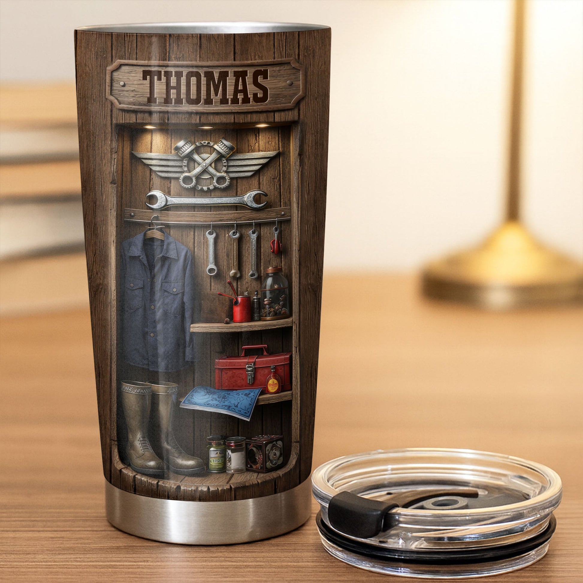 Hardworking Hands Deserve A Break With Mechanic Tools And Wood Locker - Personalized Custom Stainless Steel Tumbler 20oz 30oz - JBS173_TB
