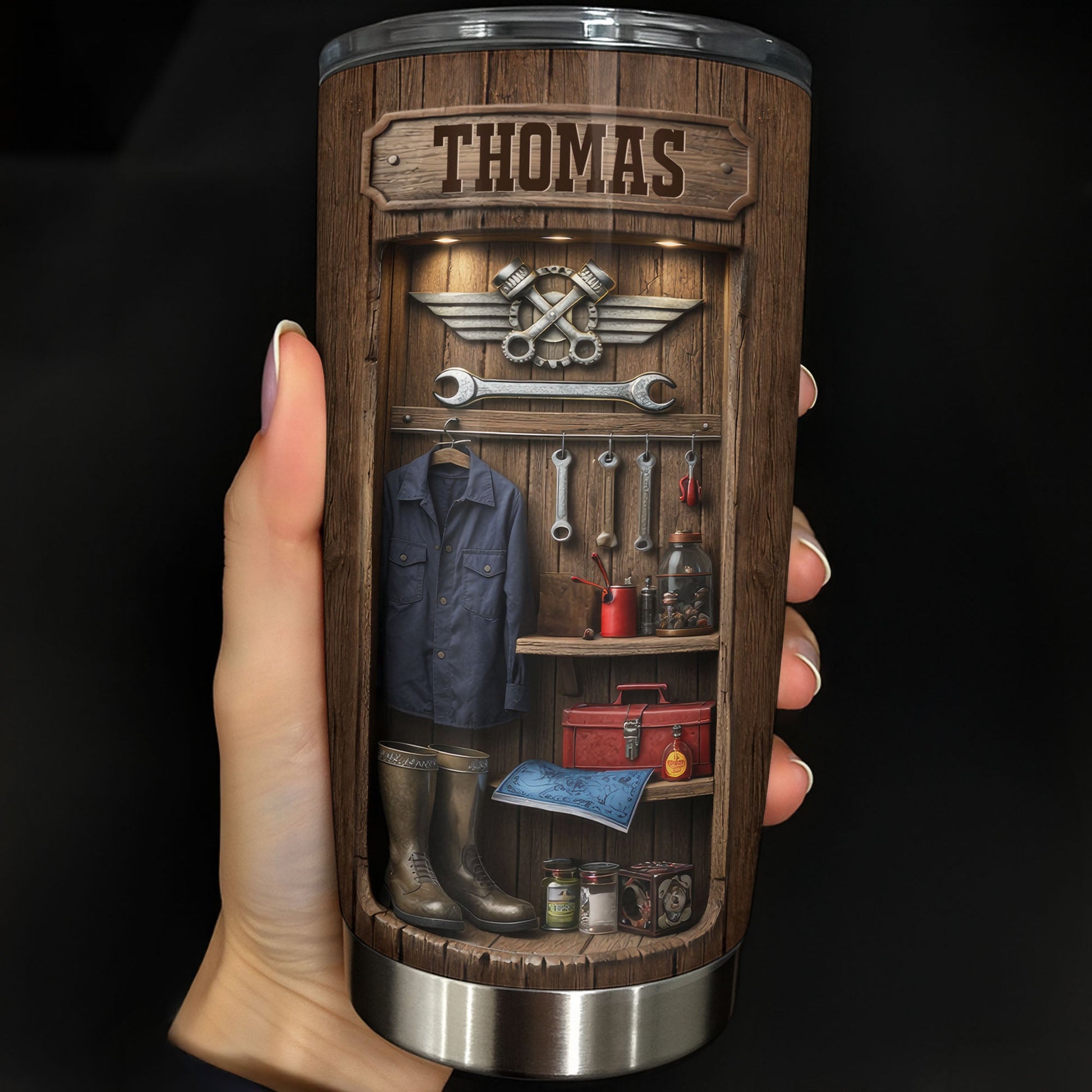 Hardworking Hands Deserve A Break With Mechanic Tools And Wood Locker - Personalized Custom Stainless Steel Tumbler 20oz 30oz - JBS173_TB