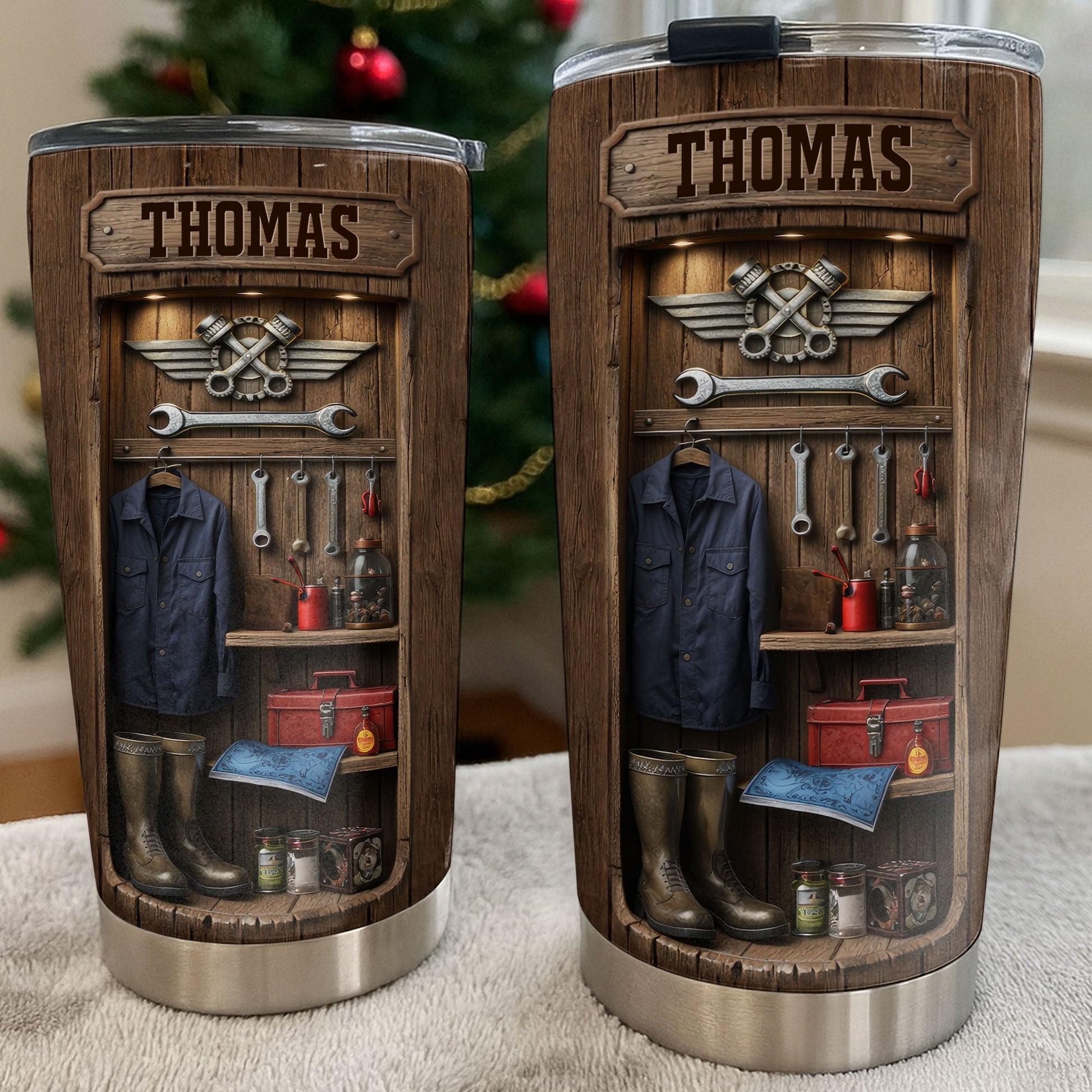 Hardworking Hands Deserve A Break With Mechanic Tools And Wood Locker - Personalized Custom Stainless Steel Tumbler 20oz 30oz - JBS173_TB