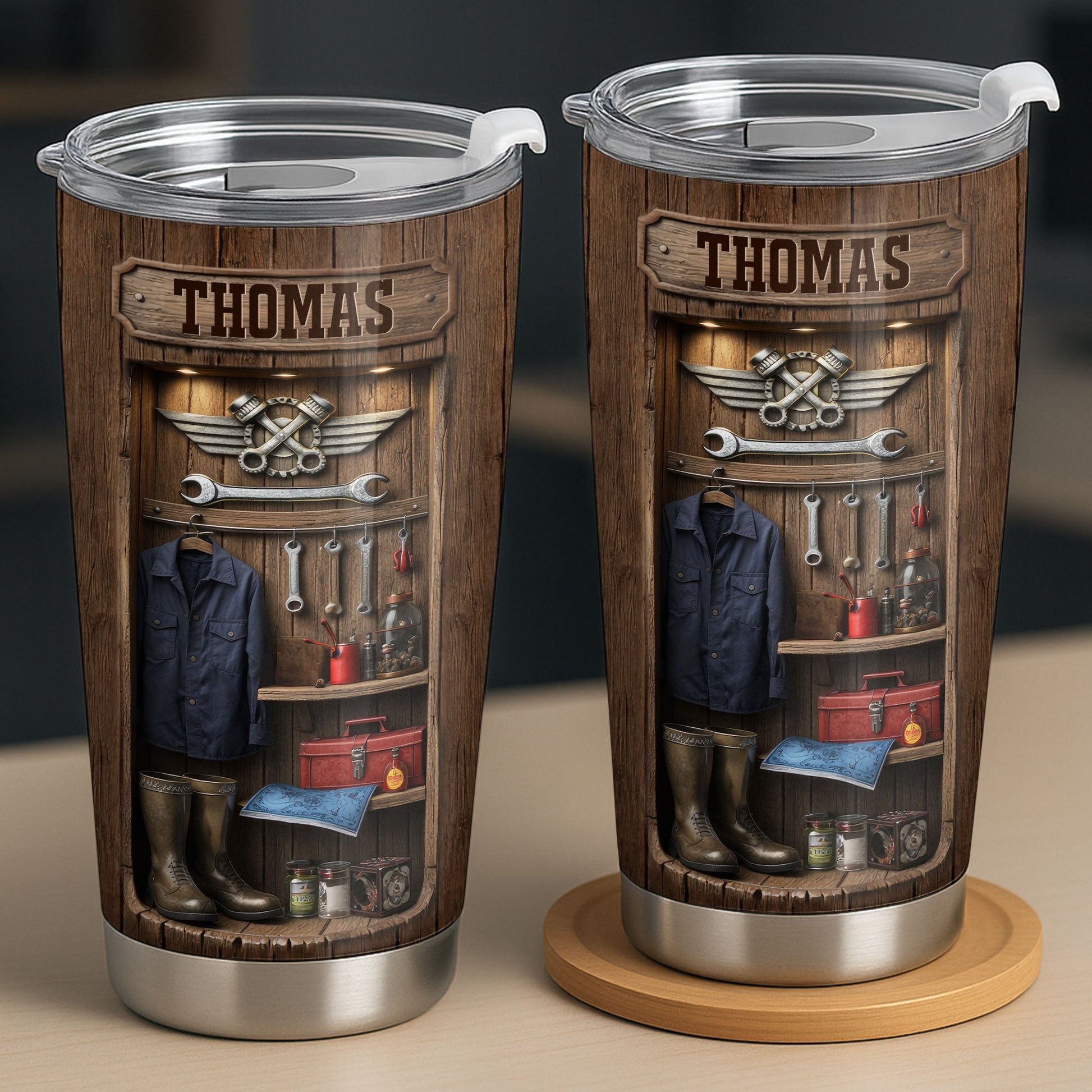 Hardworking Hands Deserve A Break With Mechanic Tools And Wood Locker - Personalized Custom Stainless Steel Tumbler 20oz 30oz - JBS173_TB