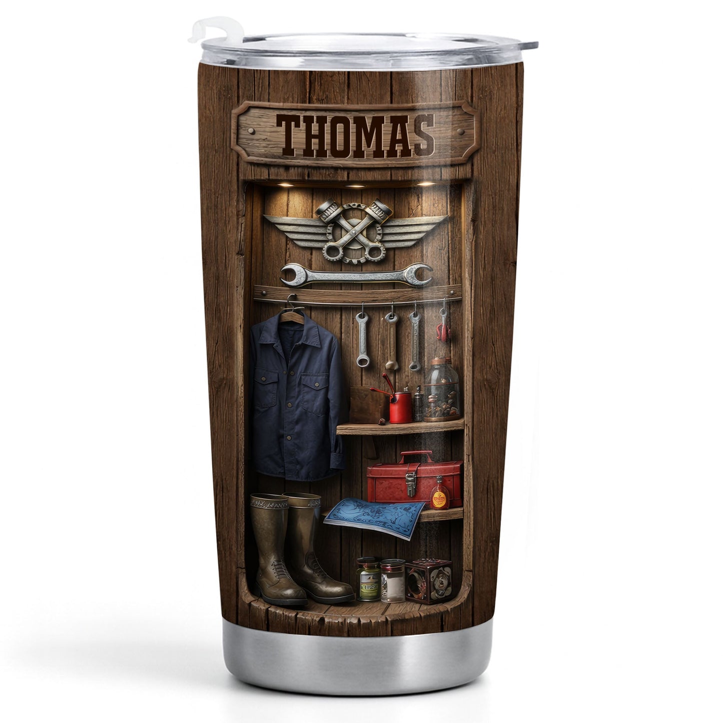 Hardworking Hands Deserve A Break With Mechanic Tools And Wood Locker - Personalized Custom Stainless Steel Tumbler 20oz 30oz - JBS173_TB