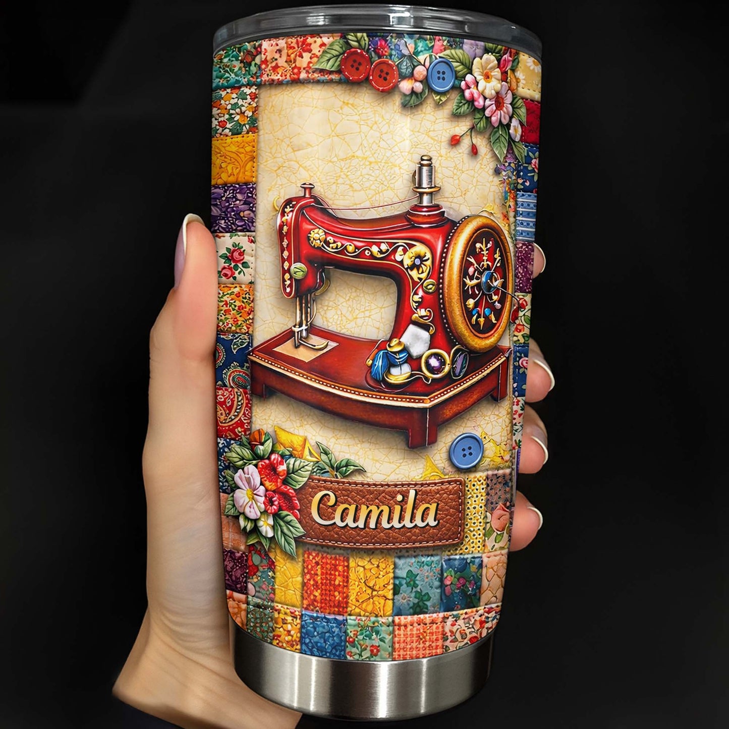 I Don't Hoard Fabric Shop Faster Sewing Machine Patchwork Flowers - Personalized Custom Stainless Steel Tumbler 20oz 30oz - JBS196_TB