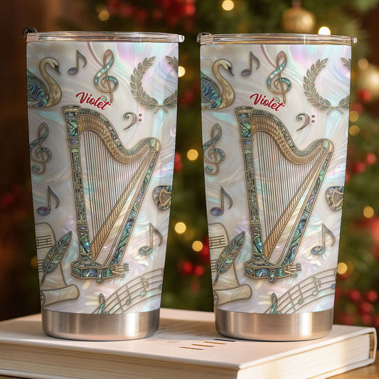 A Beautiful Melody Played From The Heart With Harp And Musical Notes - Personalized Custom Stainless Steel Tumbler 20oz 30oz - MUSIC034_TB