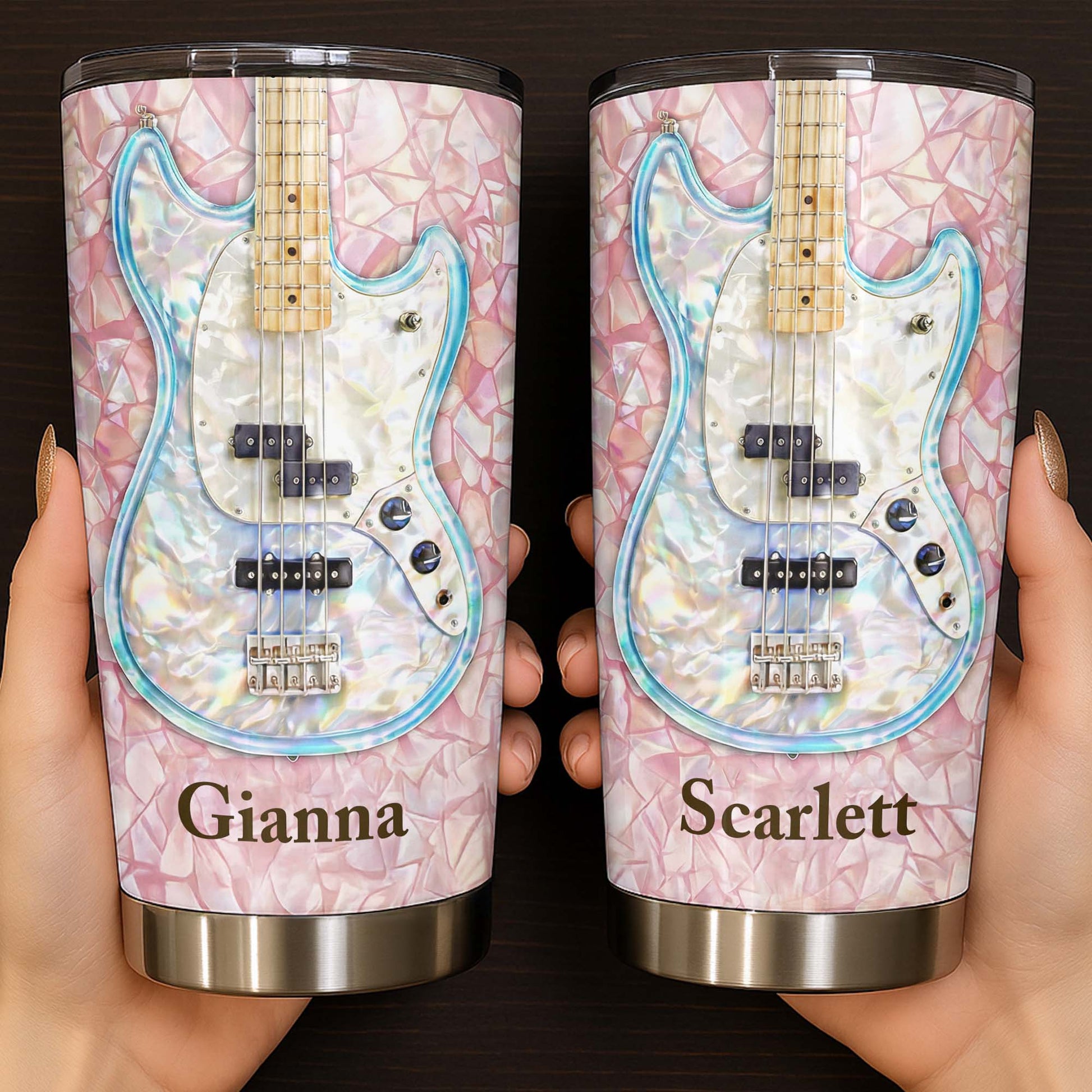 A Melody Of Style And Passion Mosaic Bass Guitar - Personalized Custom Stainless Steel Tumbler 20oz 30oz - MUSIC082_TB