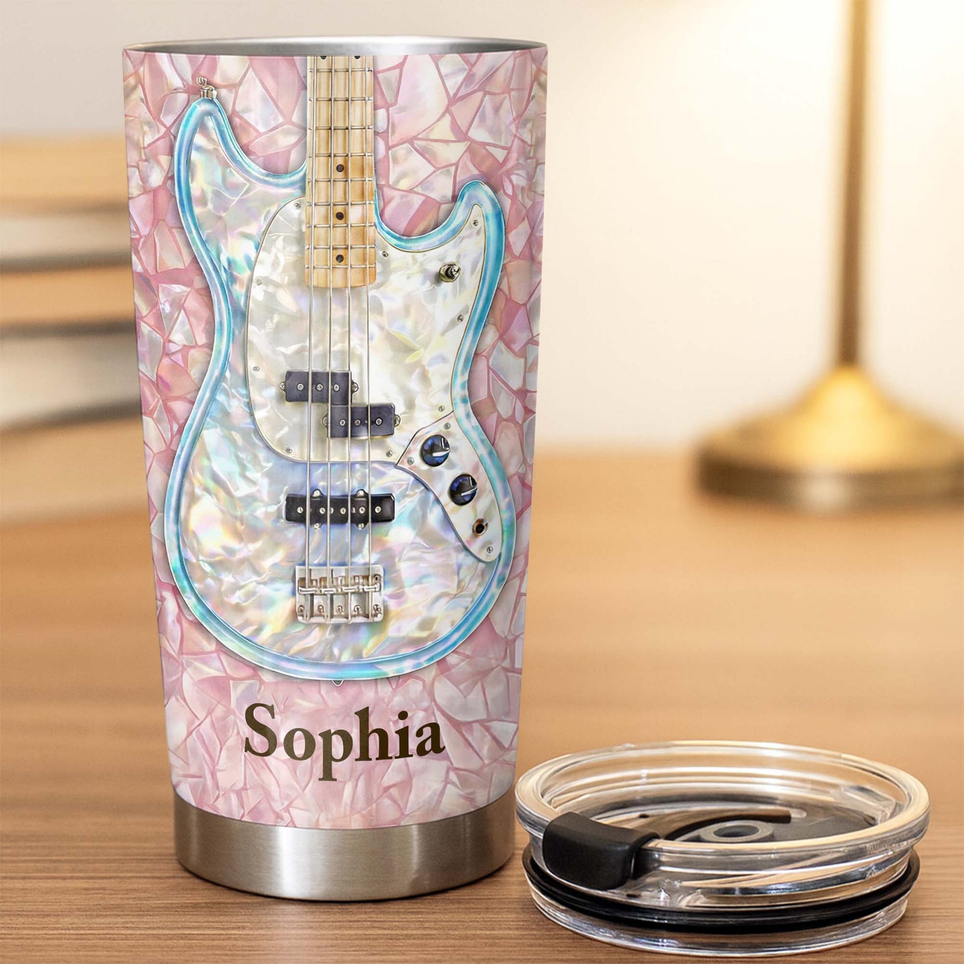 A Melody Of Style And Passion Mosaic Bass Guitar - Personalized Custom Stainless Steel Tumbler 20oz 30oz - MUSIC082_TB
