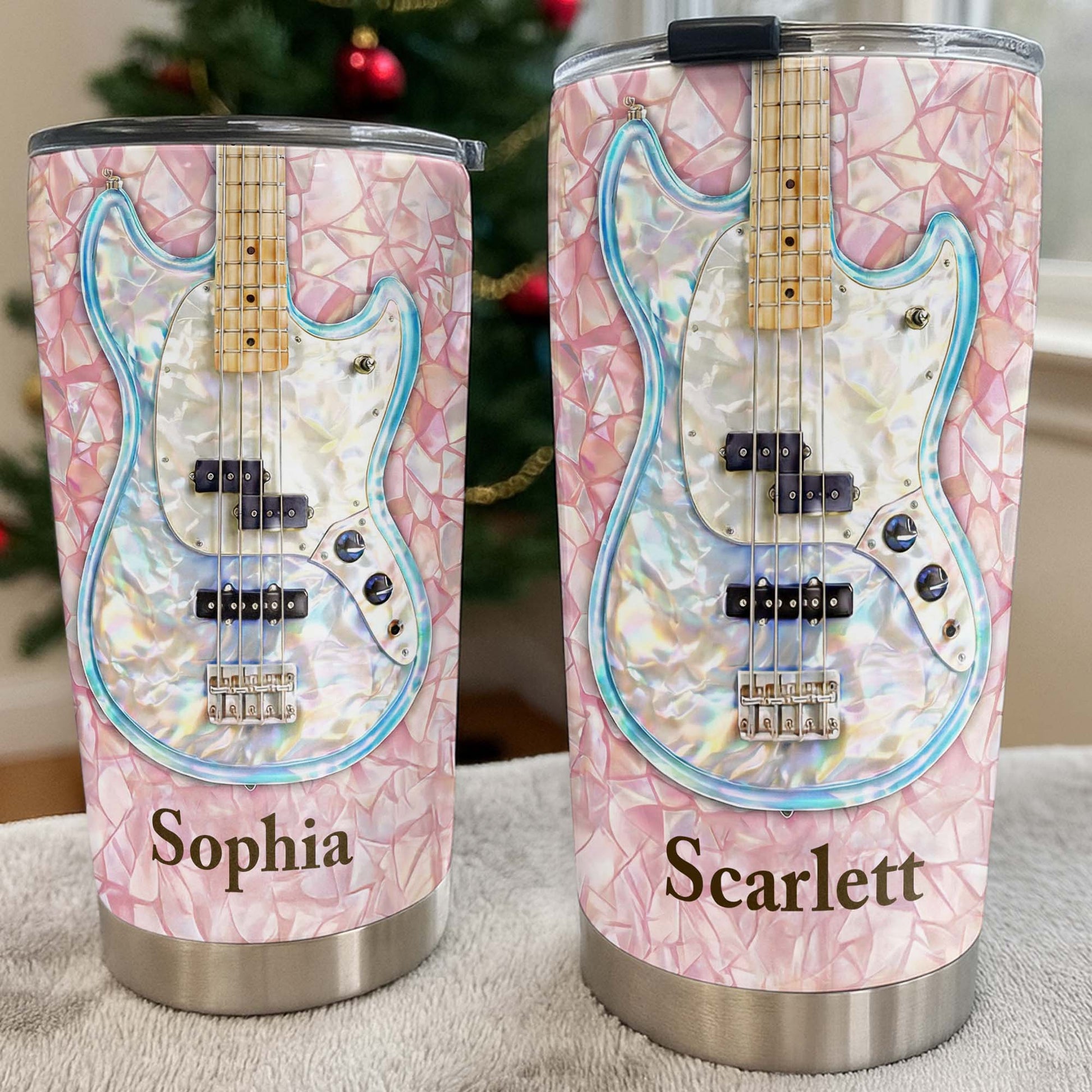 A Melody Of Style And Passion Mosaic Bass Guitar - Personalized Custom Stainless Steel Tumbler 20oz 30oz - MUSIC082_TB