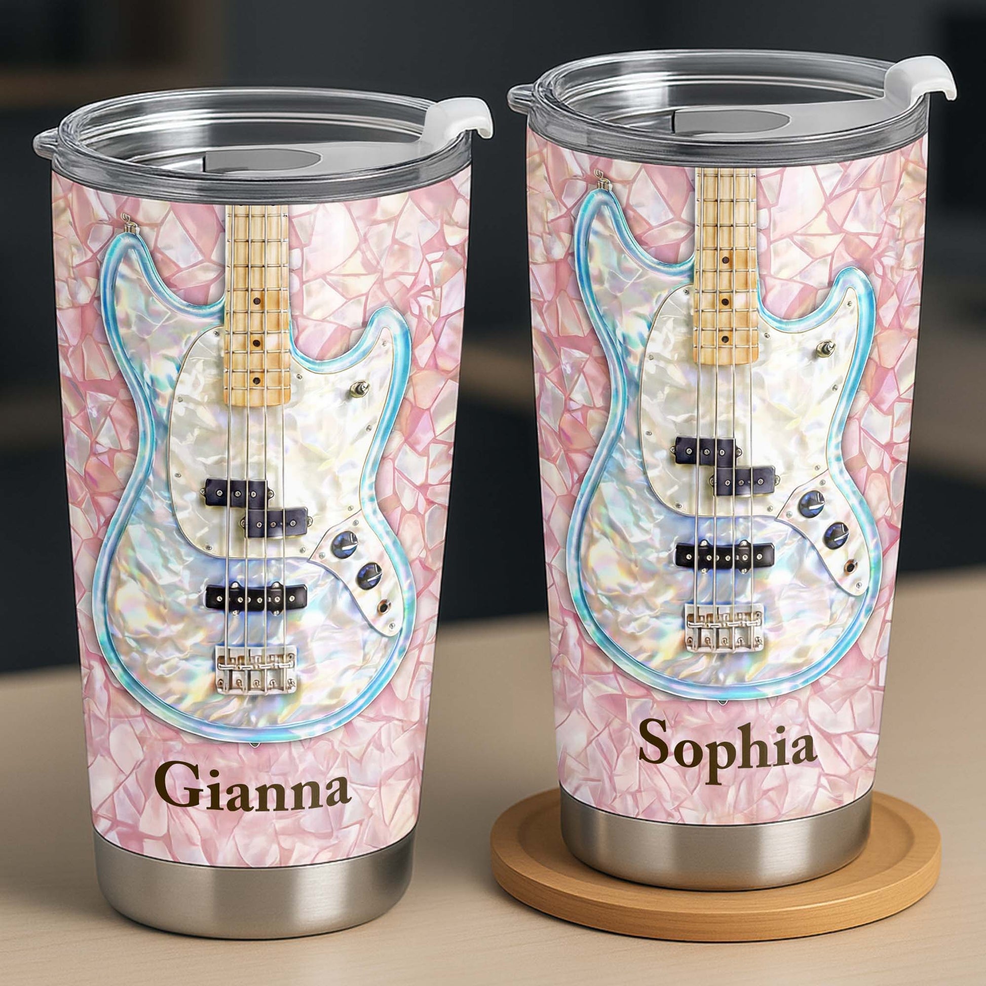 A Melody Of Style And Passion Mosaic Bass Guitar - Personalized Custom Stainless Steel Tumbler 20oz 30oz - MUSIC082_TB