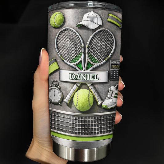 Eat Sleep Tennis Repeat With Tennis Rackets And Balls - Personalized Custom Stainless Steel Tumbler 20oz 30oz - SPORT078_TB