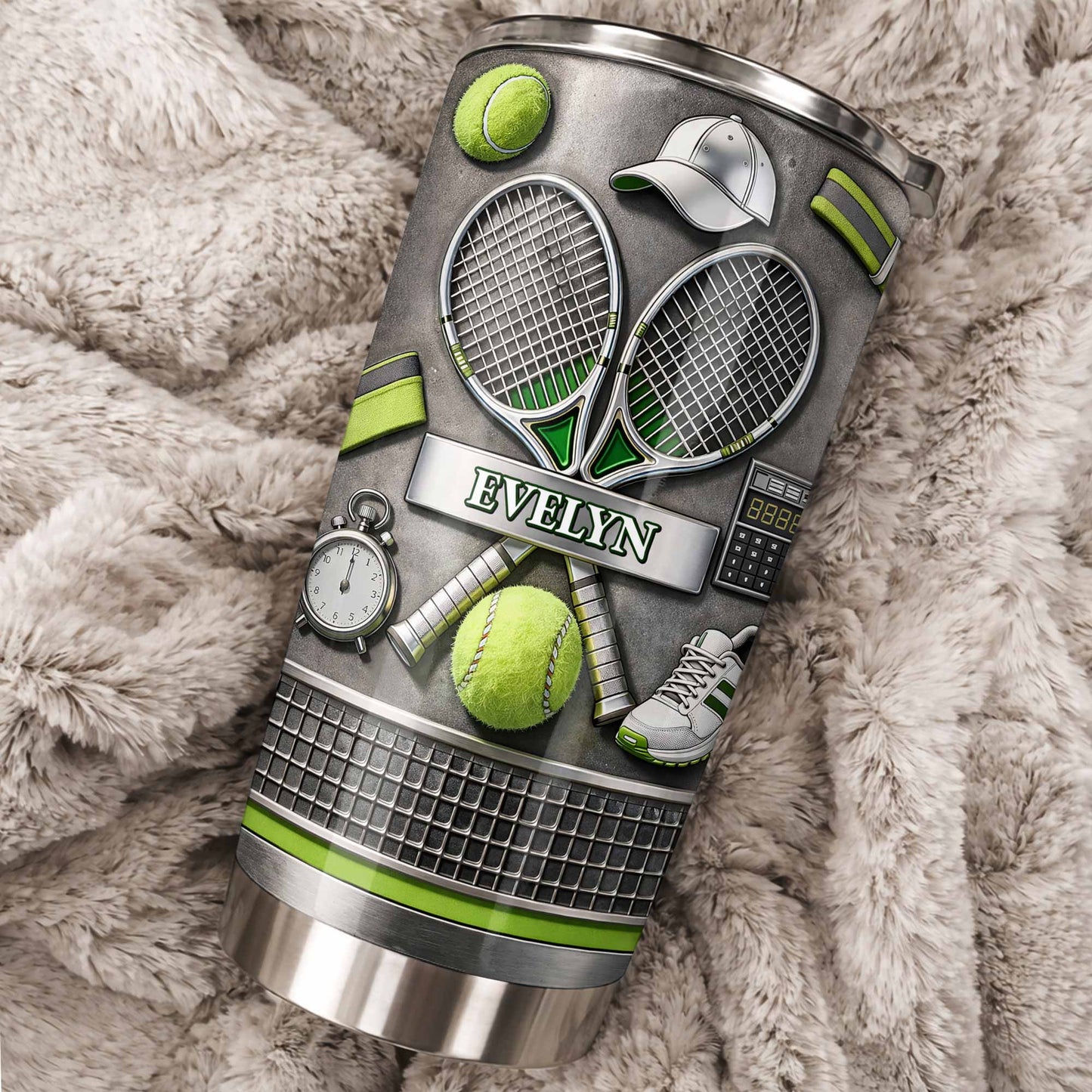 Eat Sleep Tennis Repeat With Tennis Rackets And Balls - Personalized Custom Stainless Steel Tumbler 20oz 30oz - SPORT078_TB