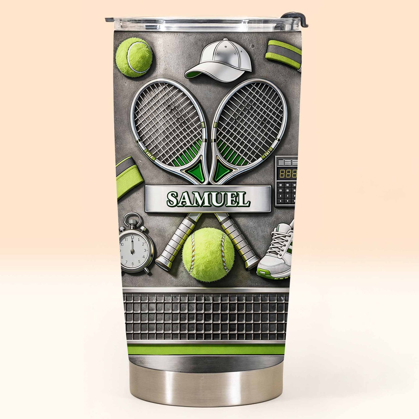 Eat Sleep Tennis Repeat With Tennis Rackets And Balls - Personalized Custom Stainless Steel Tumbler 20oz 30oz - SPORT078_TB