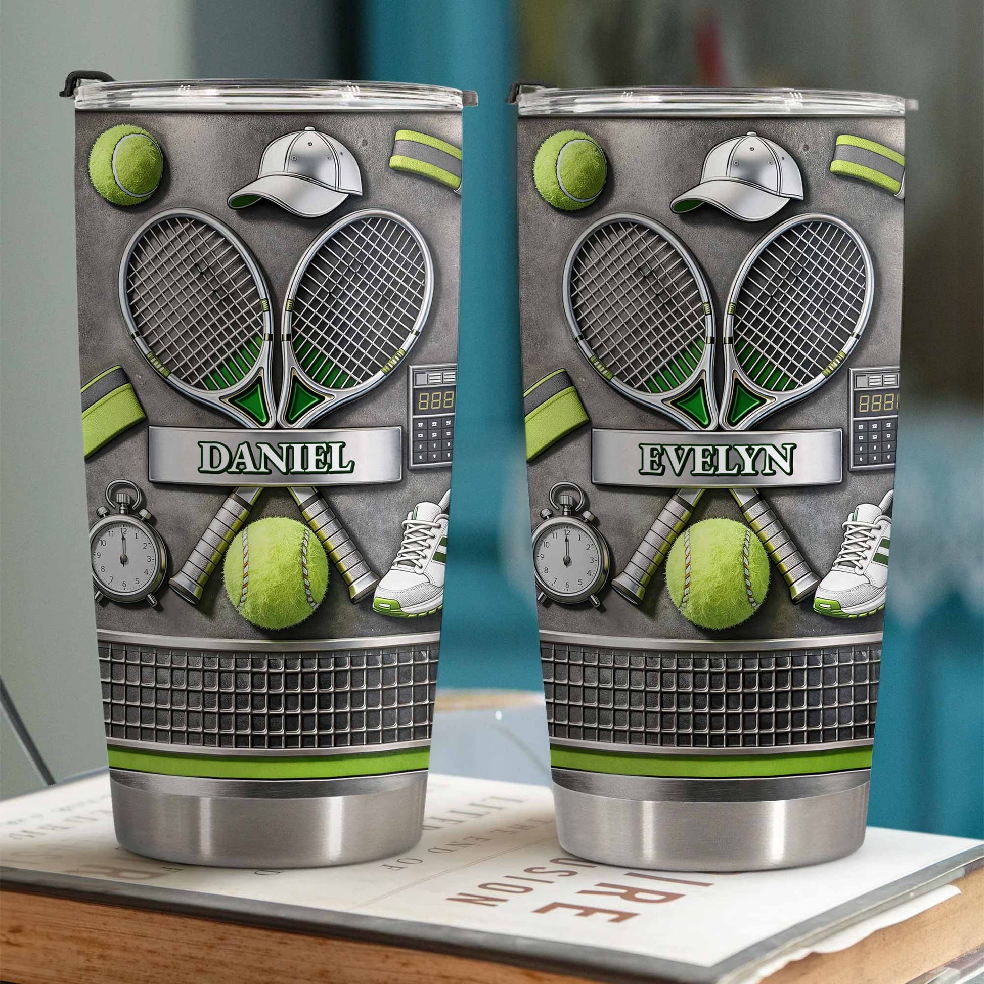 Eat Sleep Tennis Repeat With Tennis Rackets And Balls - Personalized Custom Stainless Steel Tumbler 20oz 30oz - SPORT078_TB