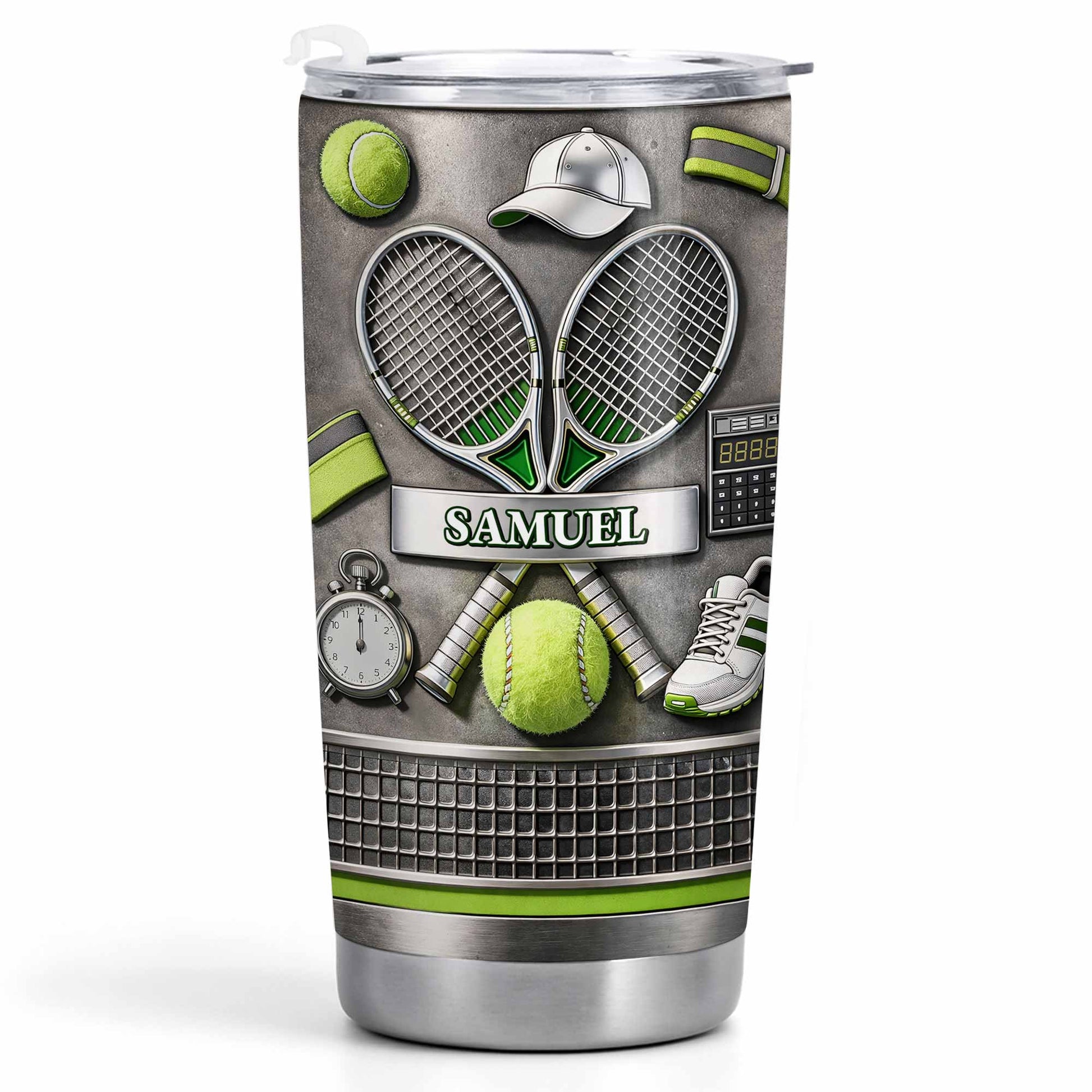 Eat Sleep Tennis Repeat With Tennis Rackets And Balls - Personalized Custom Stainless Steel Tumbler 20oz 30oz - SPORT078_TB