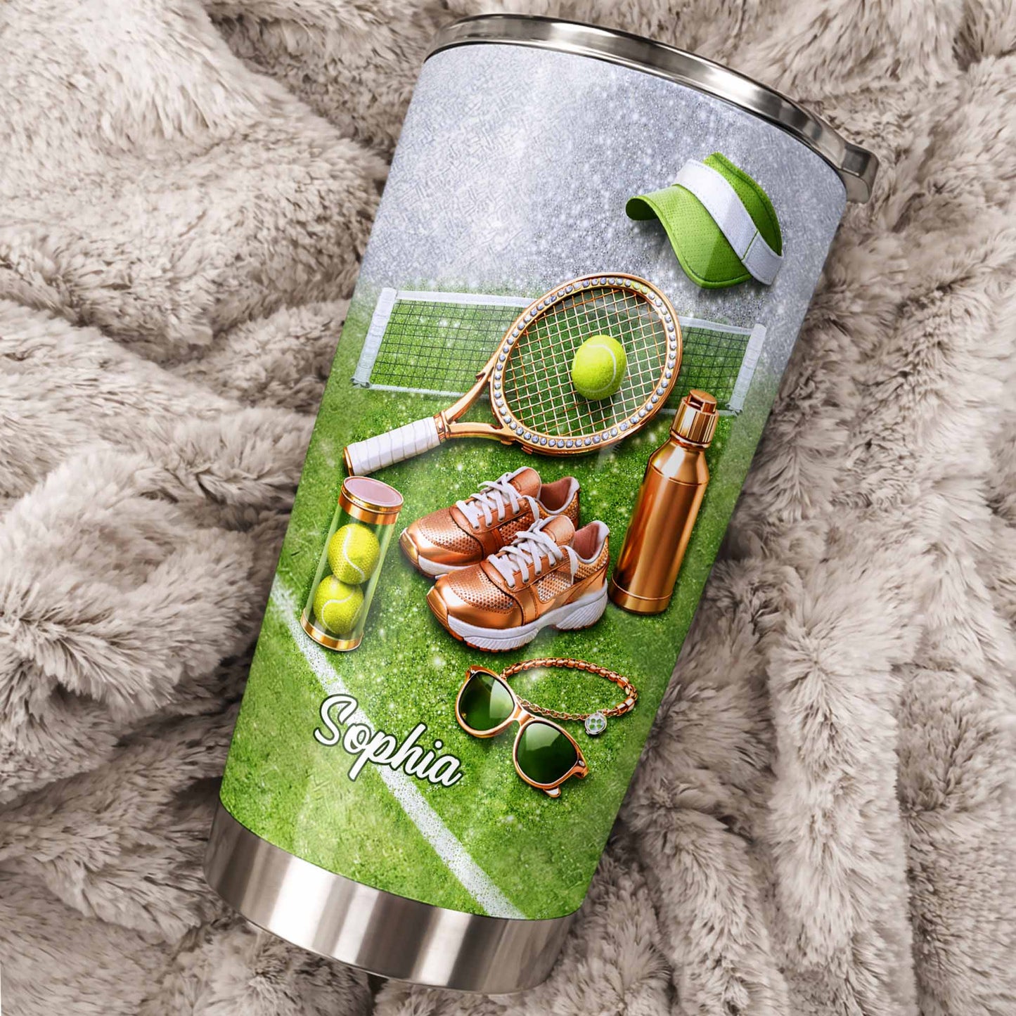 Ready For The Court Tennis Essentials With Racket And Sneakers - Personalized Custom Stainless Steel Tumbler 20oz 30oz - SPORT086_TB