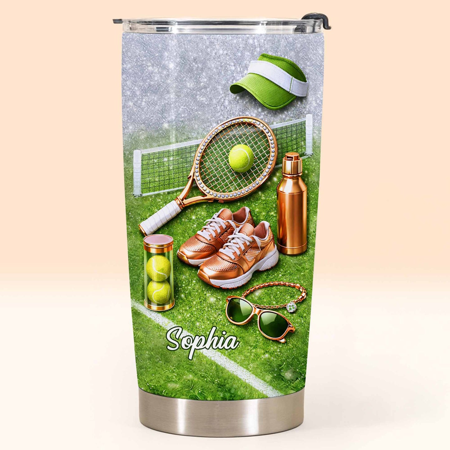 Ready For The Court Tennis Essentials With Racket And Sneakers - Personalized Custom Stainless Steel Tumbler 20oz 30oz - SPORT086_TB